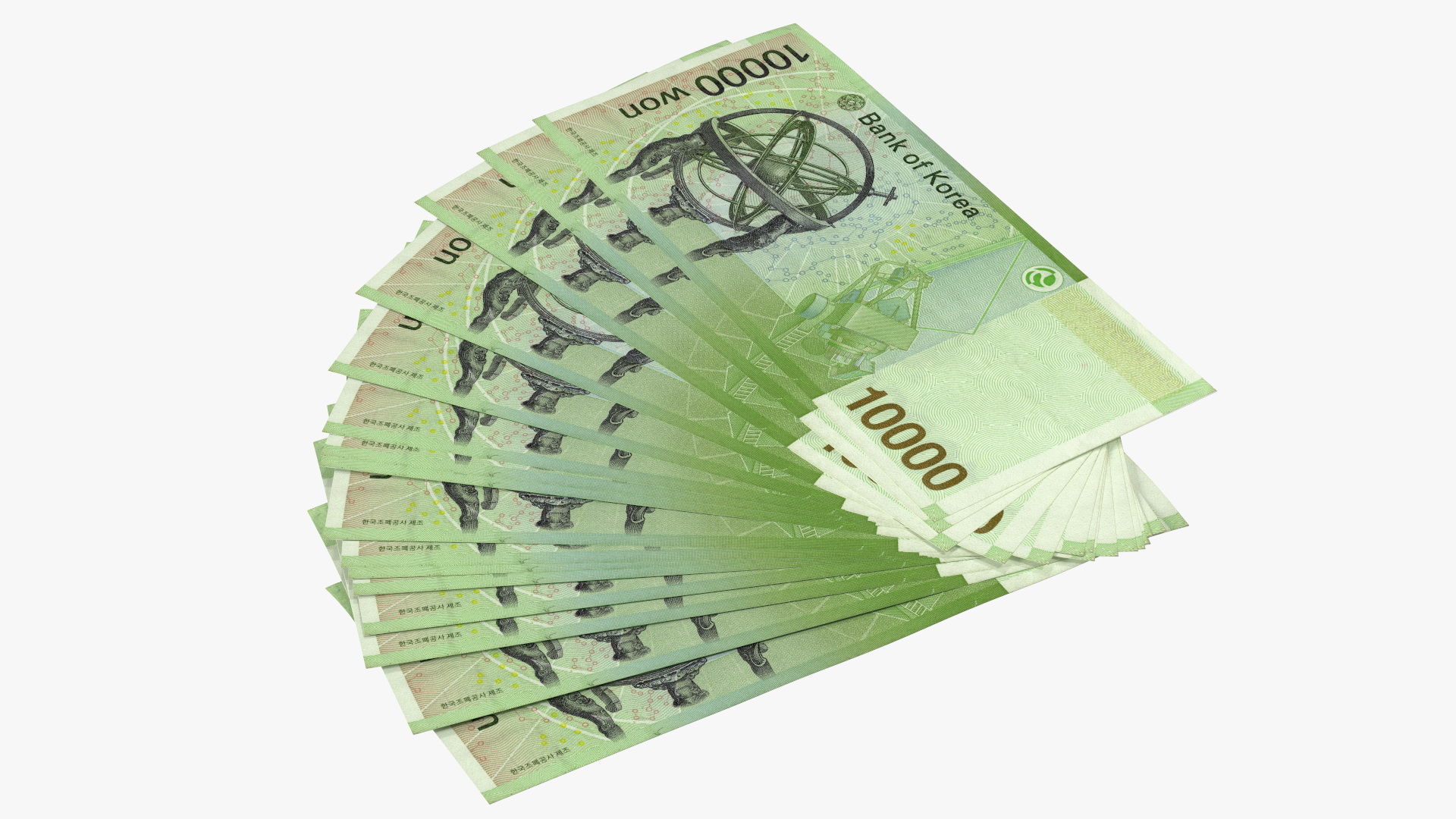 3D model Fan Shaped Korea Republic 10000 Won Banknotes