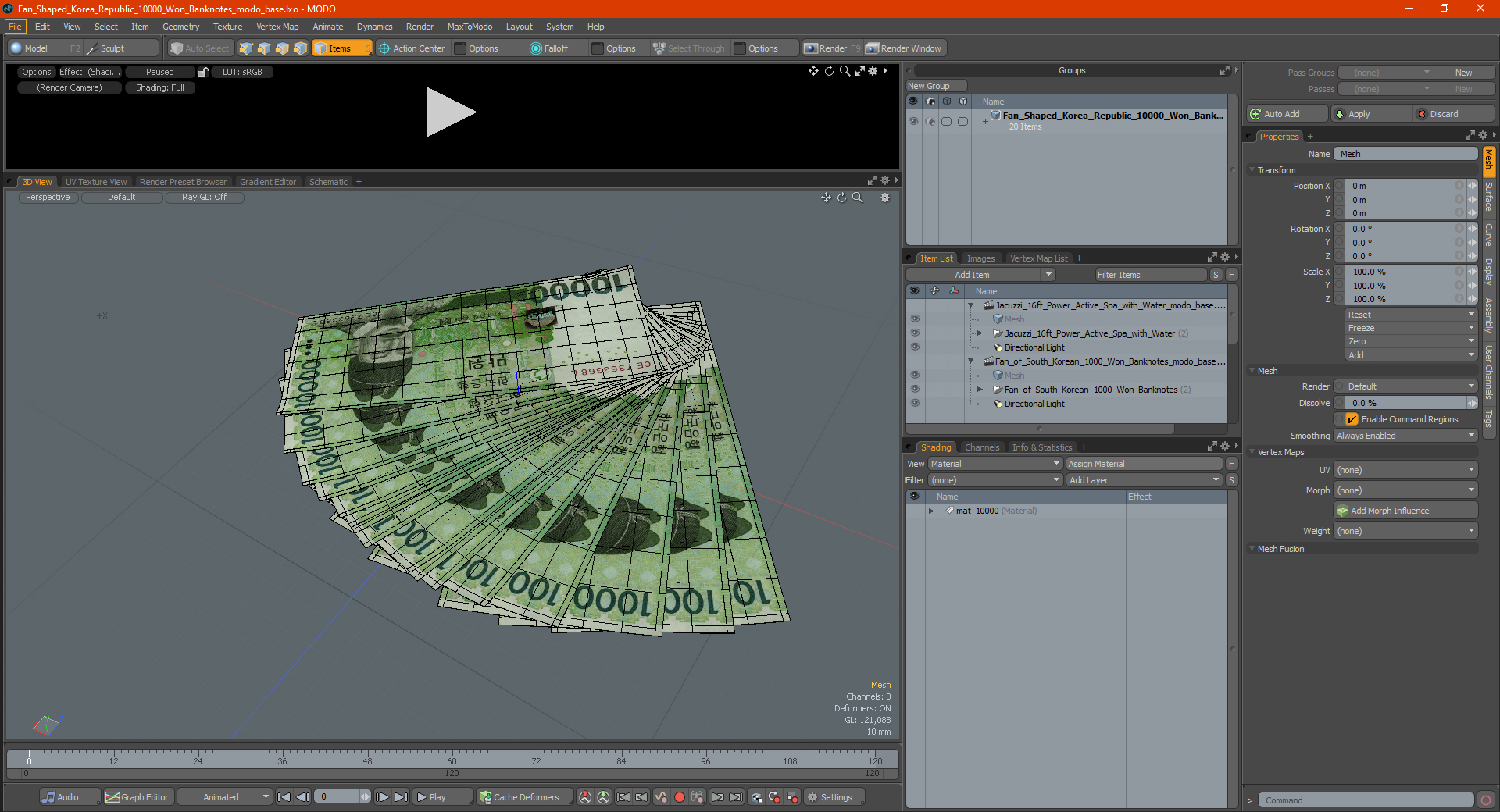 3D model Fan Shaped Korea Republic 10000 Won Banknotes