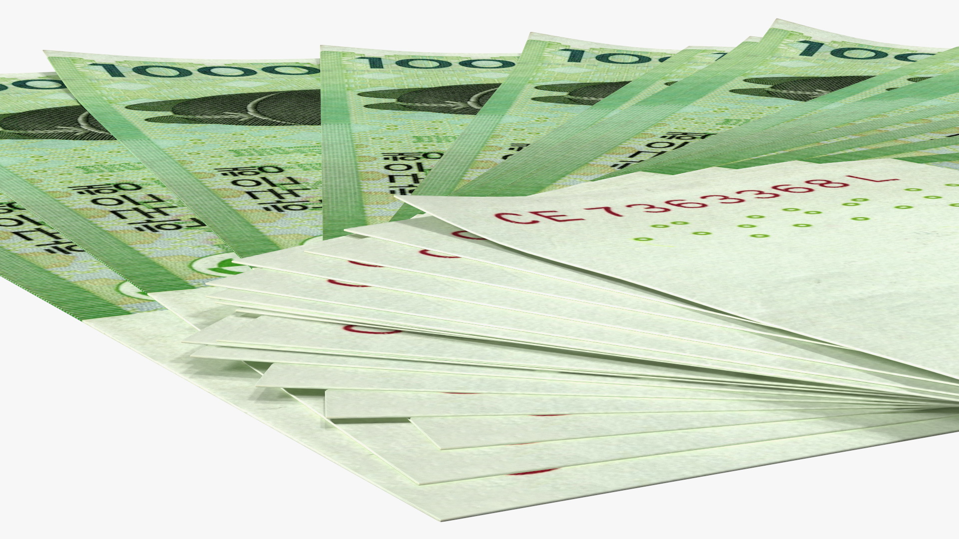 3D model Fan Shaped Korea Republic 10000 Won Banknotes
