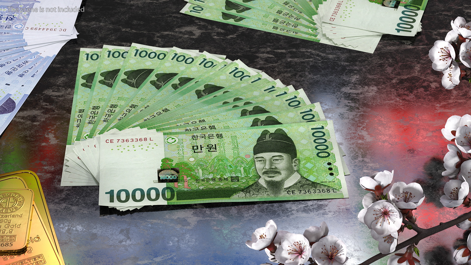 3D model Fan Shaped Korea Republic 10000 Won Banknotes