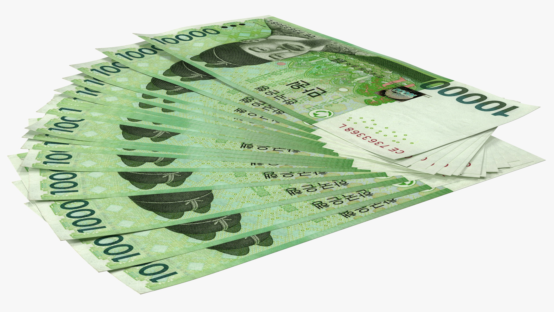 3D model Fan Shaped Korea Republic 10000 Won Banknotes