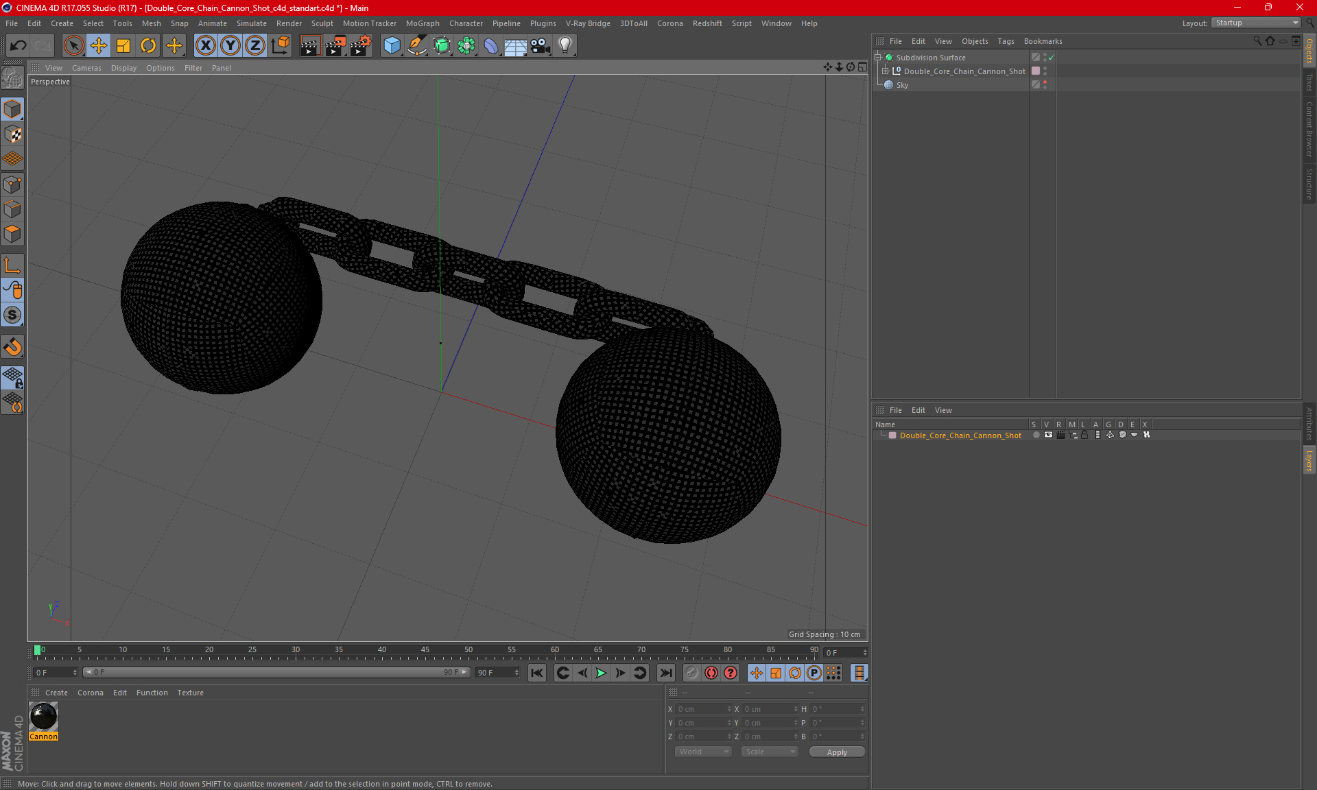 Double Core Chain Cannon Shot 3D model