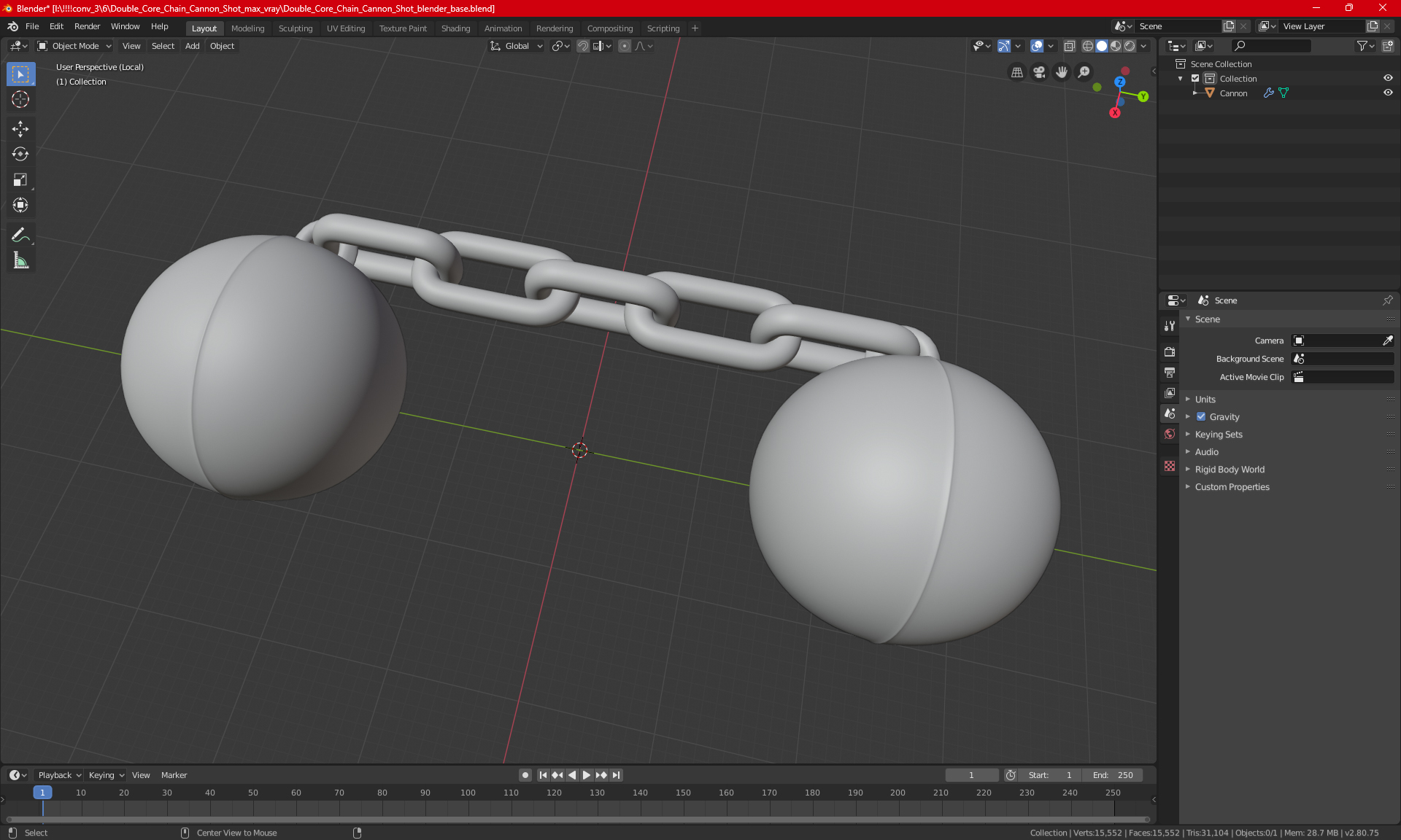 Double Core Chain Cannon Shot 3D model