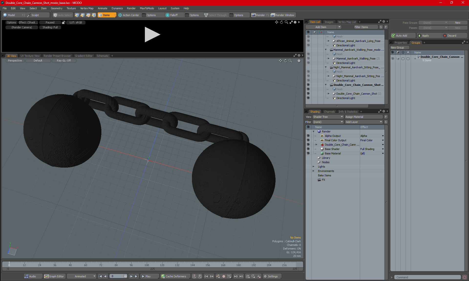 Double Core Chain Cannon Shot 3D model
