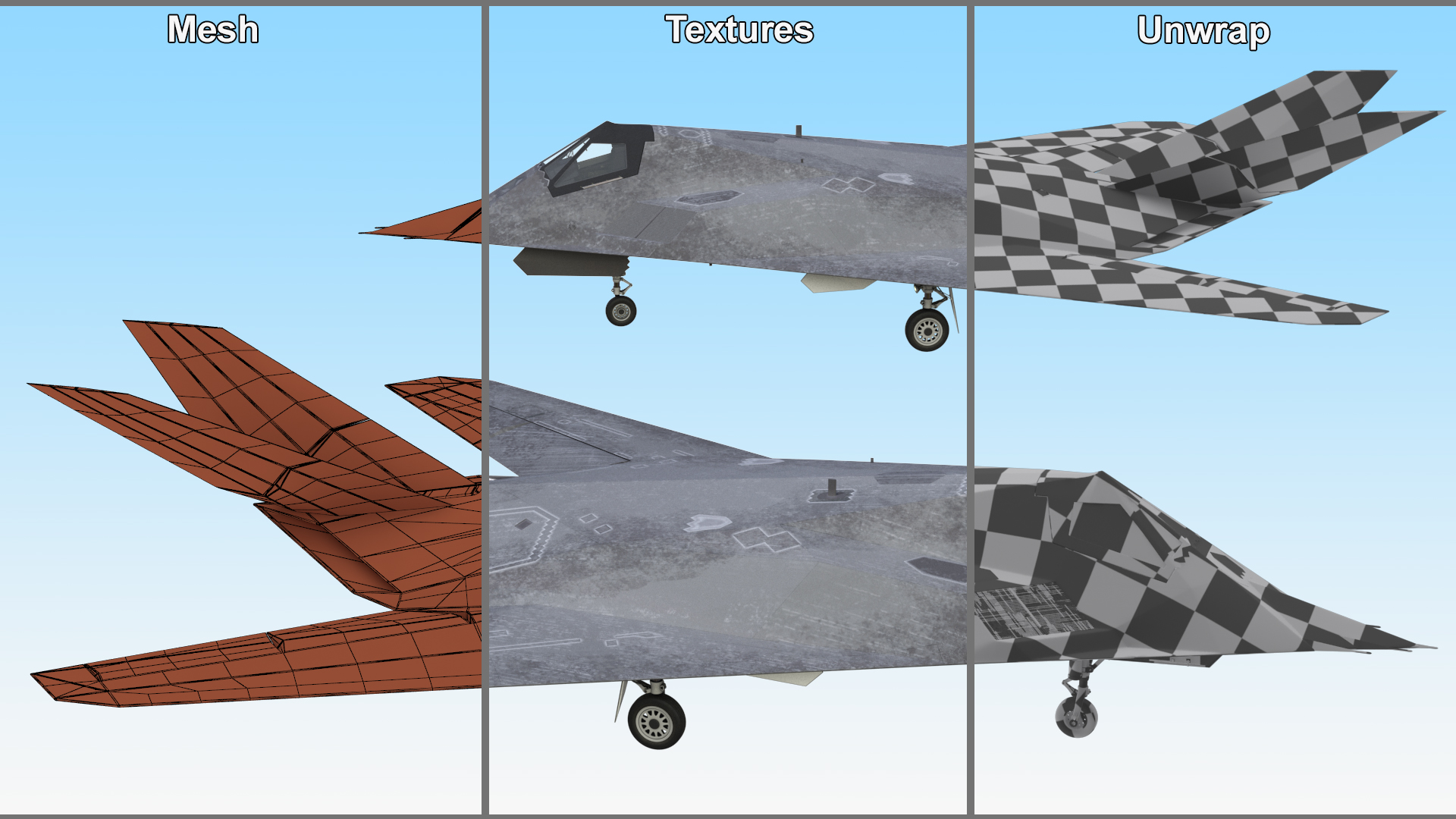 Combat Stealth Fighter Jet Simplified 3D
