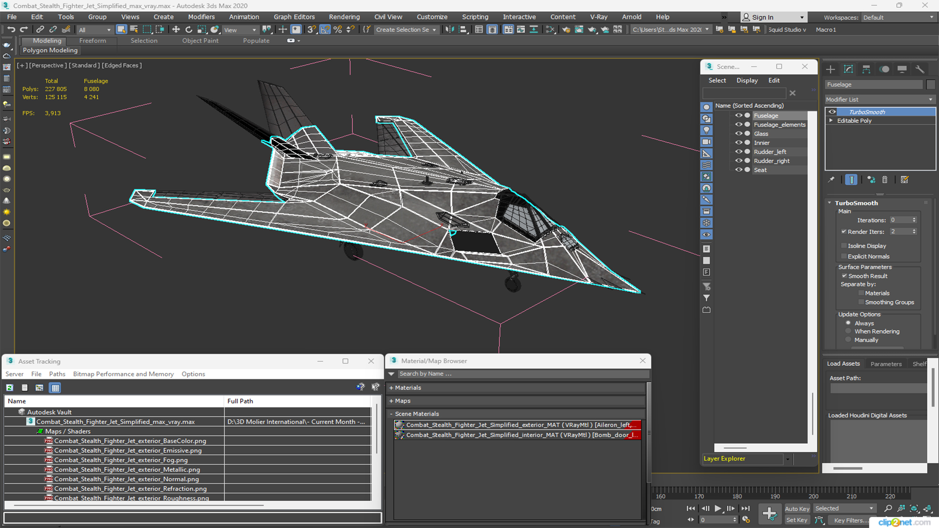 Combat Stealth Fighter Jet Simplified 3D