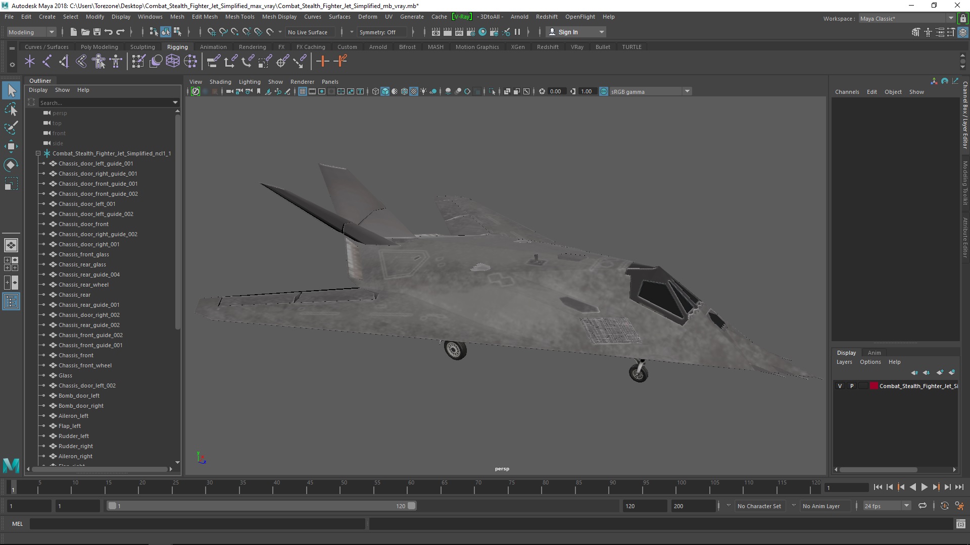 Combat Stealth Fighter Jet Simplified 3D