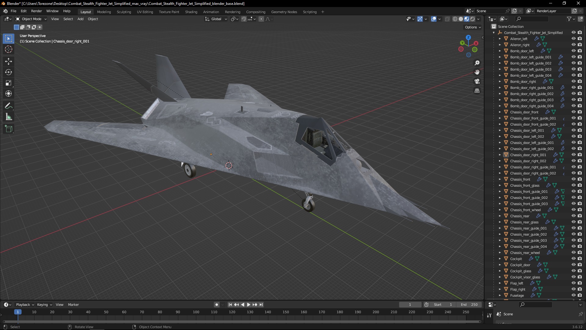 Combat Stealth Fighter Jet Simplified 3D