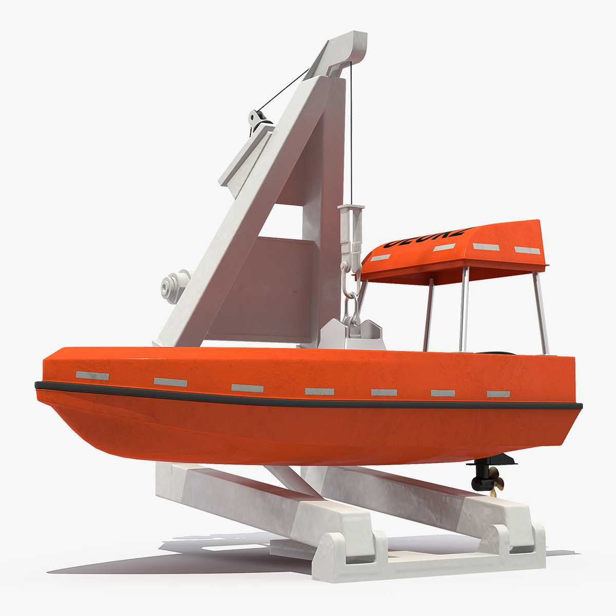 Powerboat on Crane