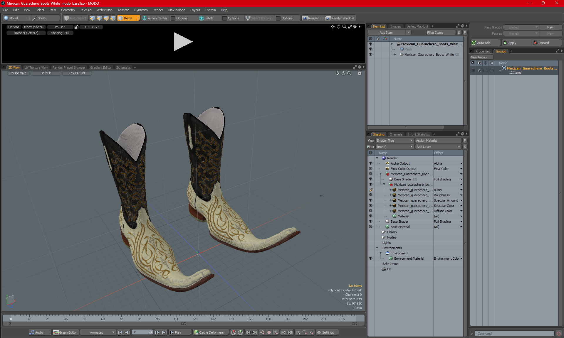 3D model Mexican Guarachero Boots White