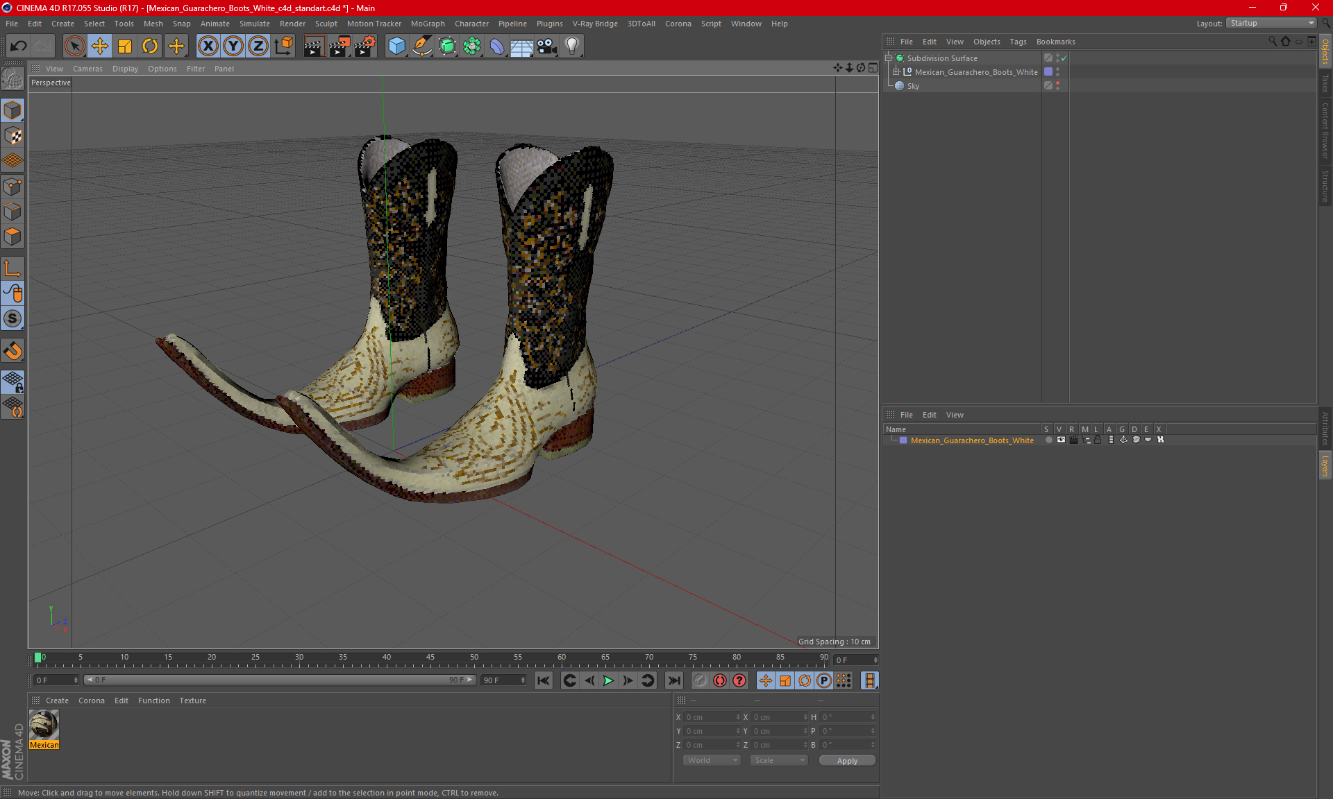3D model Mexican Guarachero Boots White