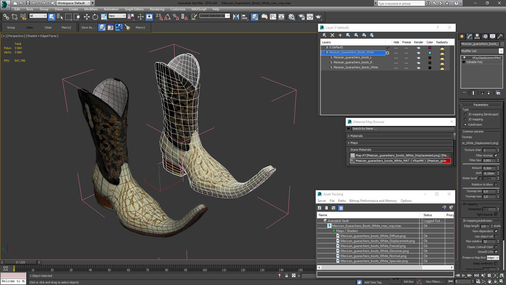 3D model Mexican Guarachero Boots White
