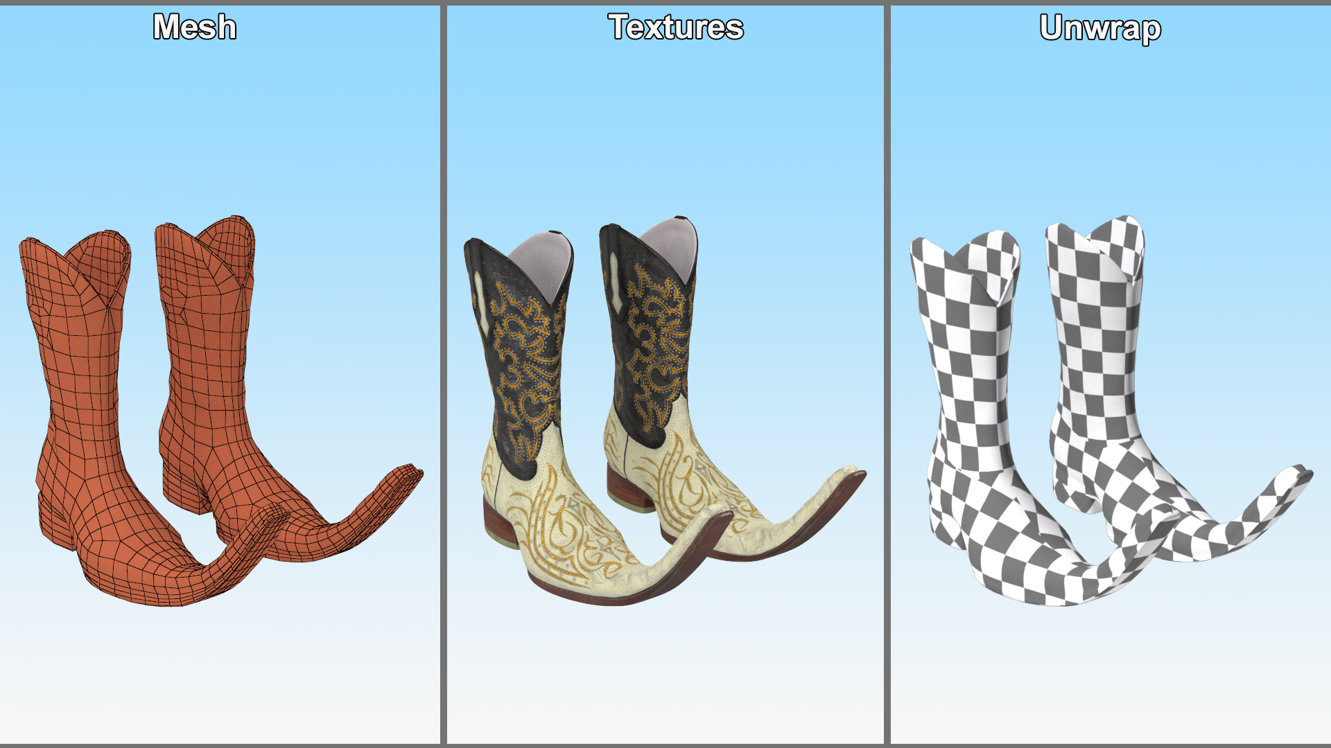 3D model Mexican Guarachero Boots White