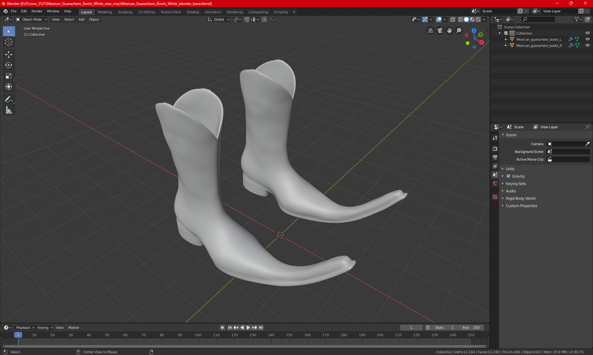 3D model Mexican Guarachero Boots White