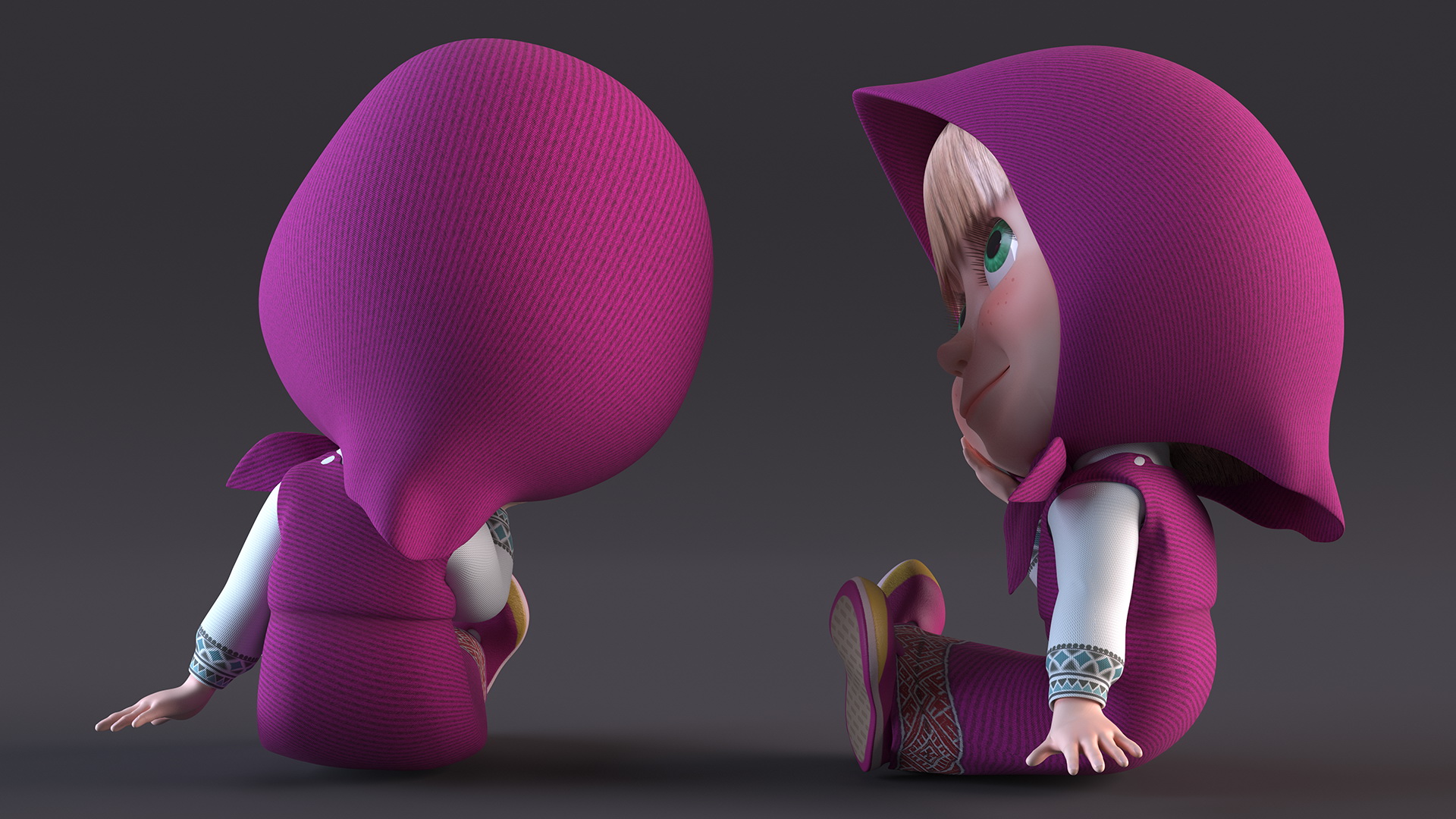 Masha from Masha and the Bear Sitting Pose 3D