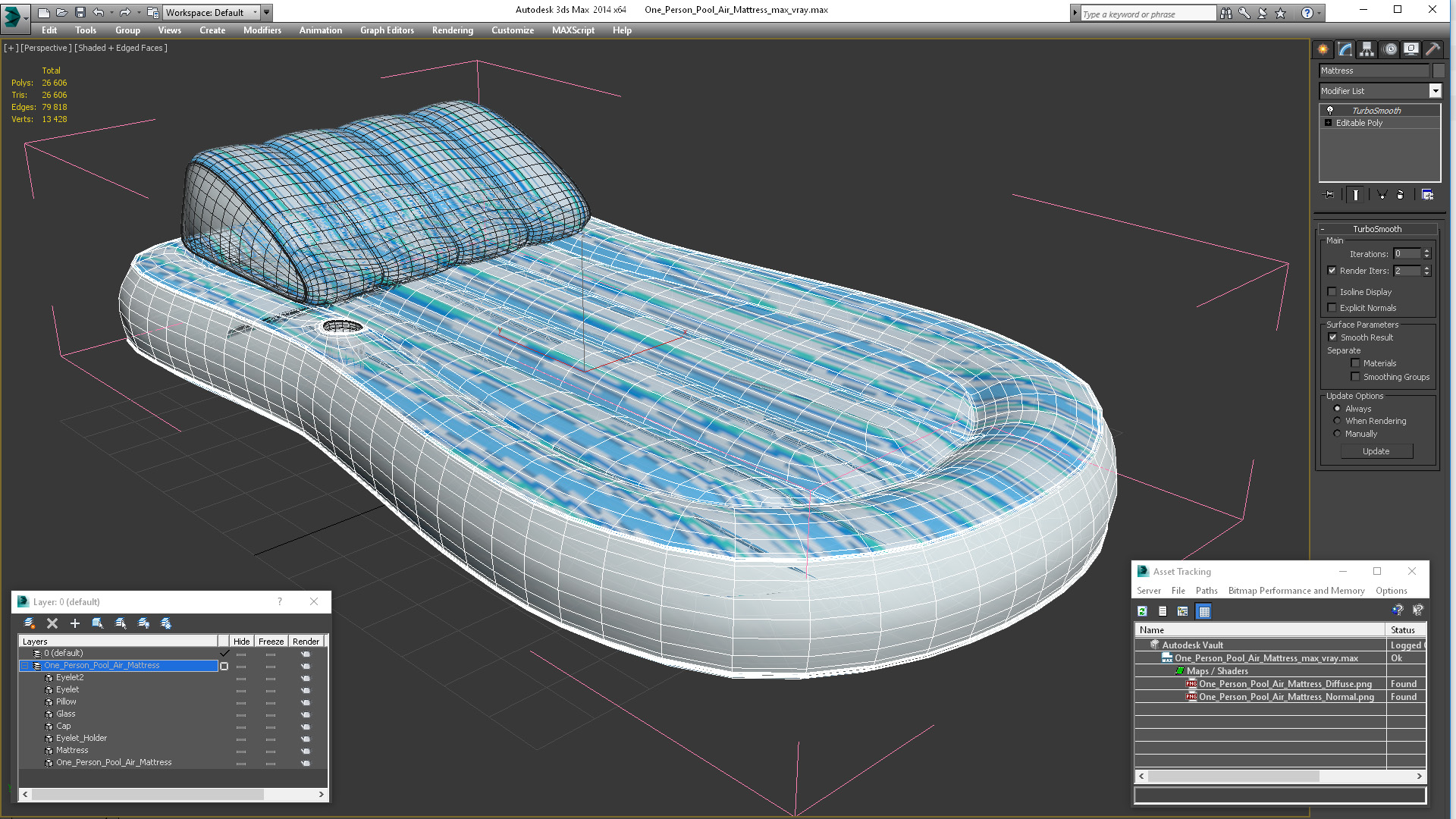 3D One Person Pool Air Mattress model