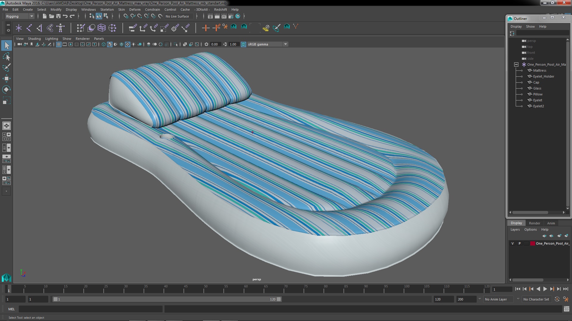 3D One Person Pool Air Mattress model