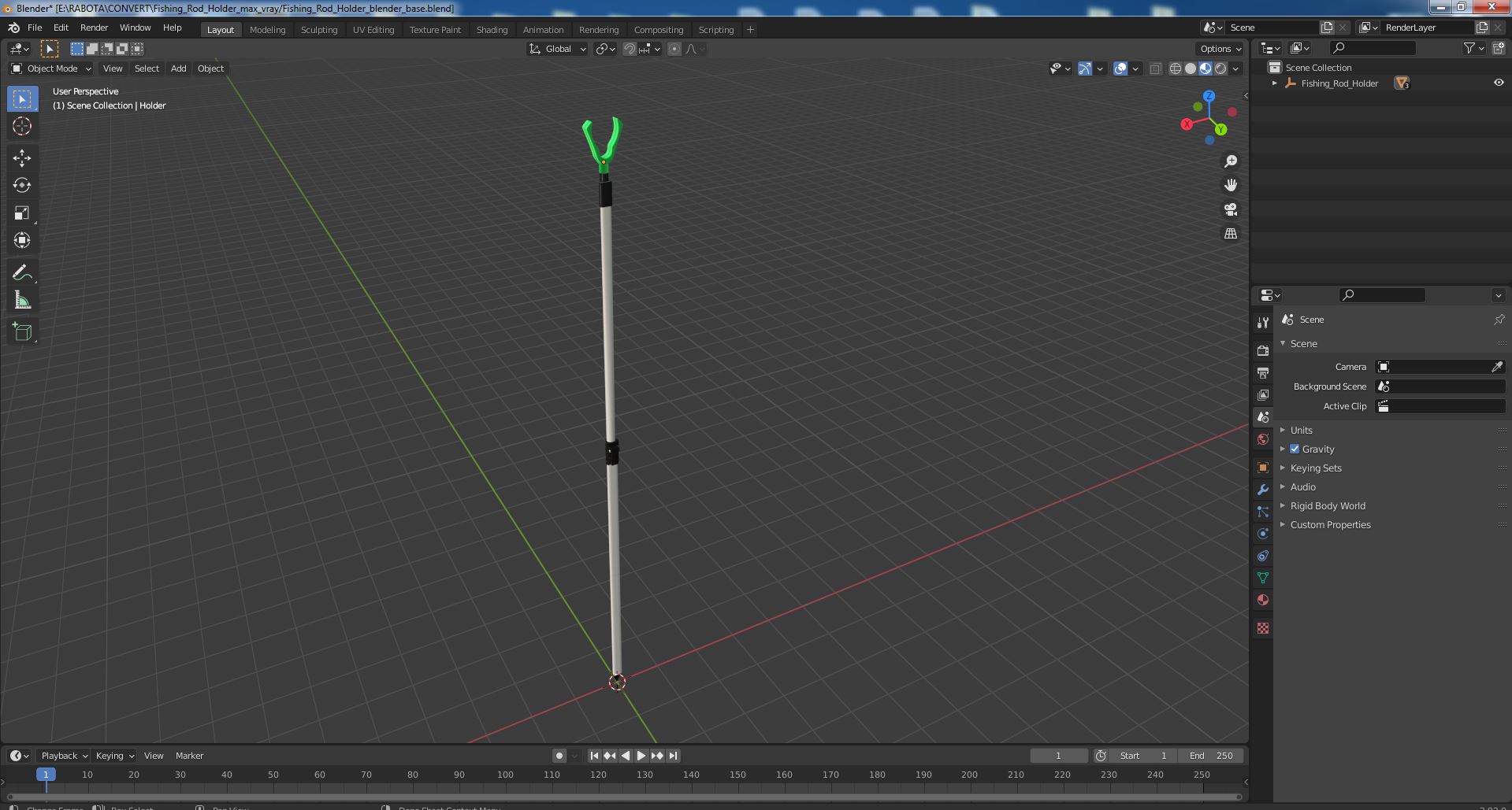 3D Fishing Rod Holder model