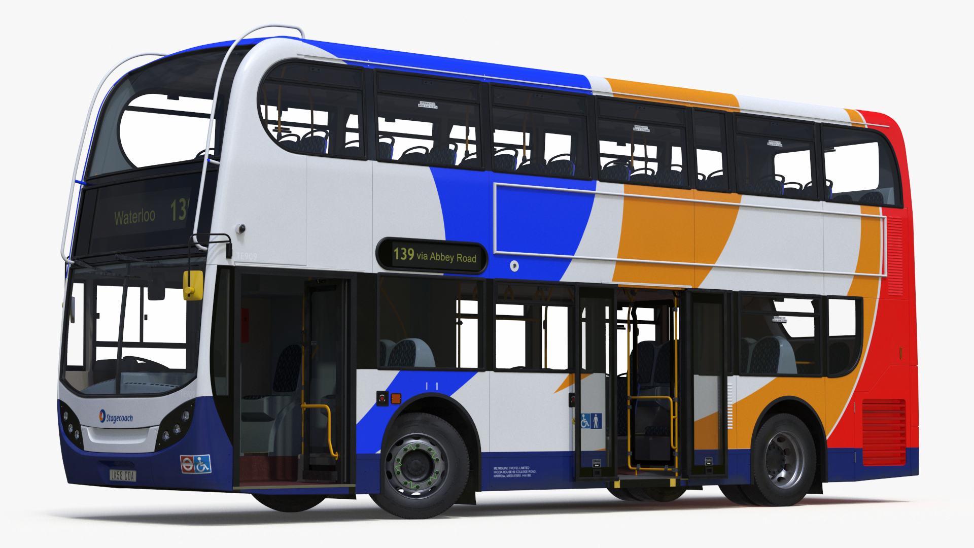 Double Decker City Bus Stagecoach Enviro400 Rigged for Maya 3D model