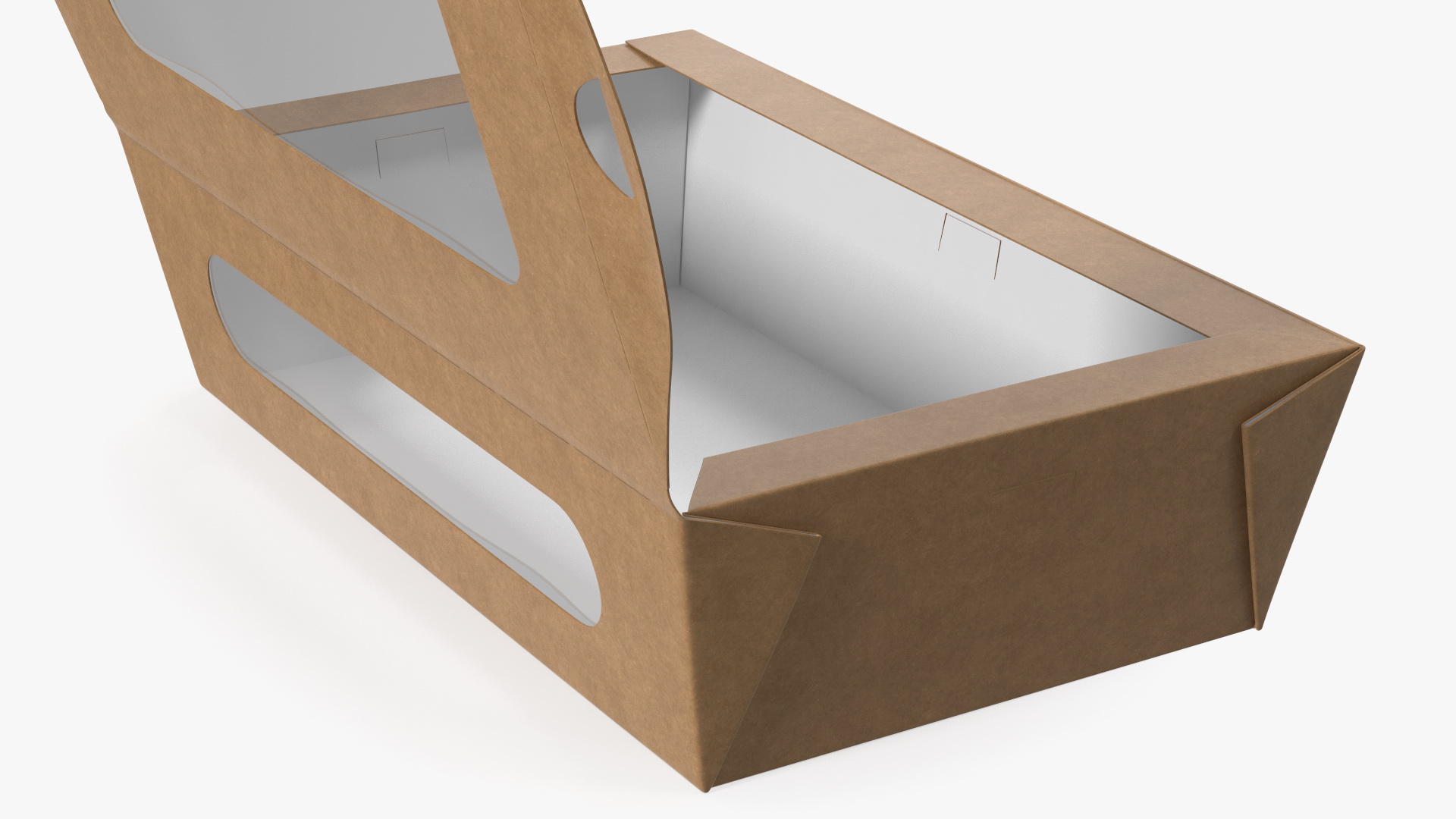 3D model Opened Kraft Food Box with Window Medium