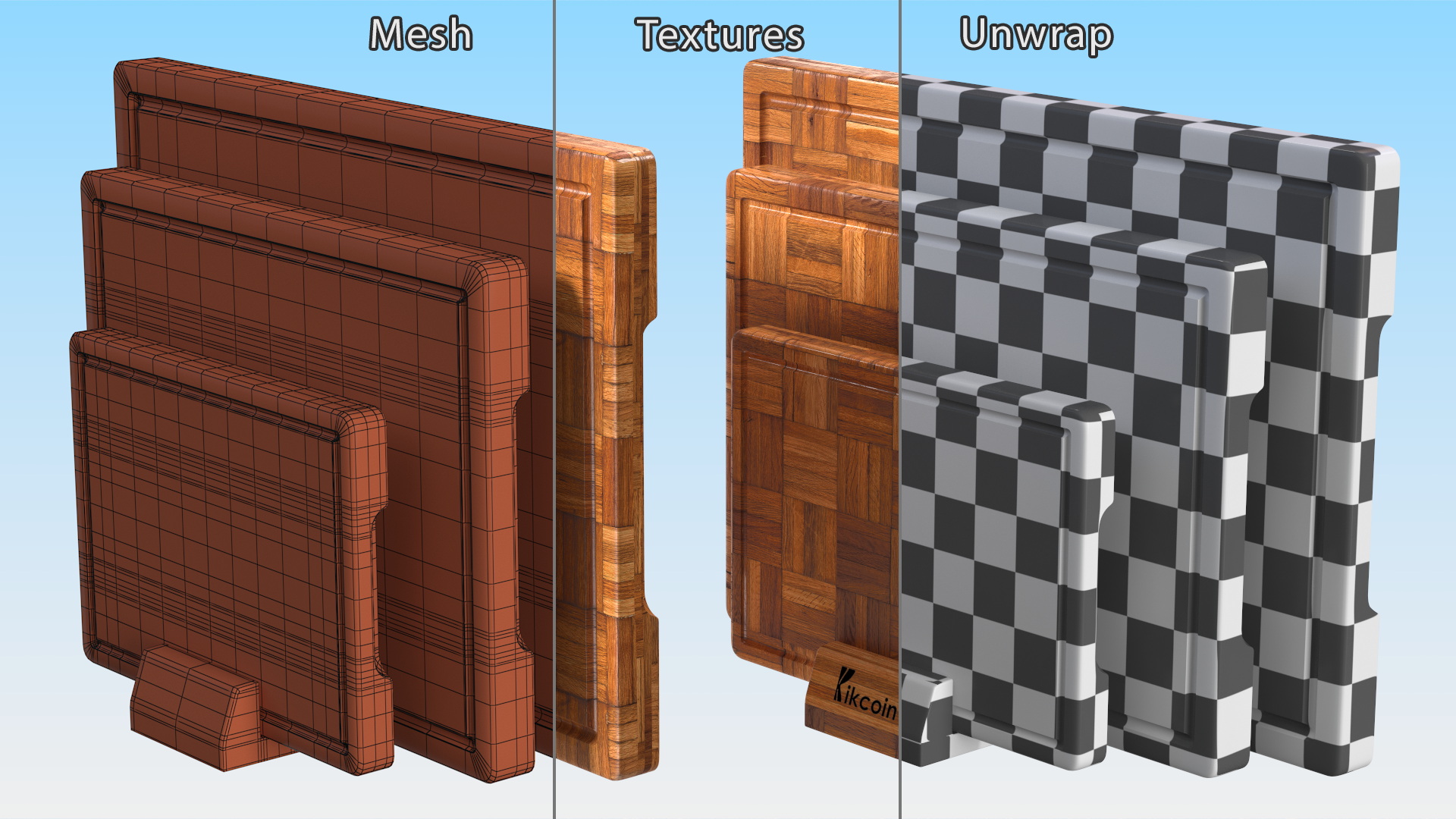 3D Bamboo Cutting Boards with Holder Dark model