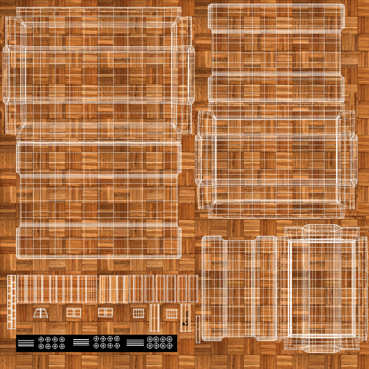 3D Bamboo Cutting Boards with Holder Dark model