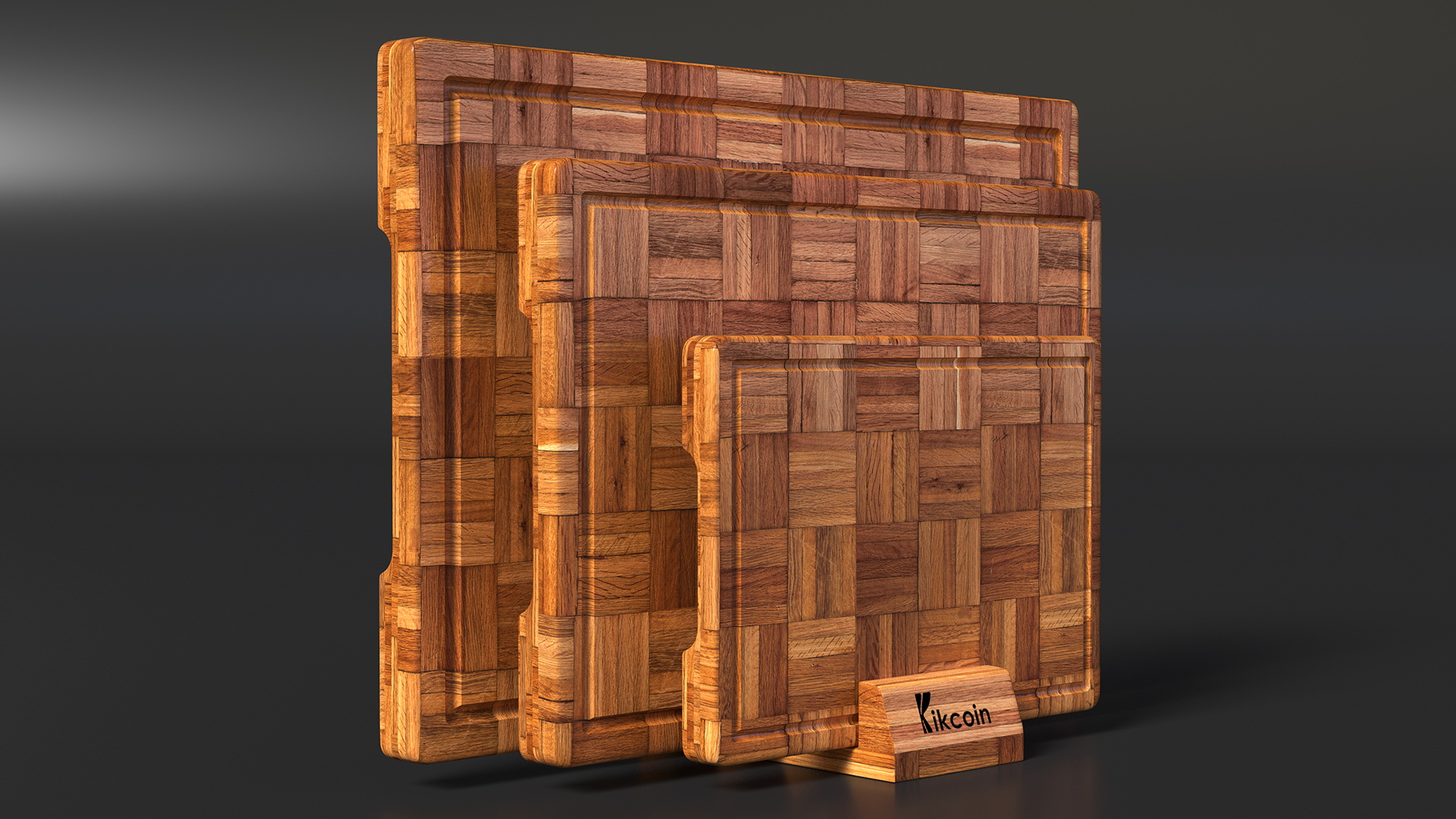 3D Bamboo Cutting Boards with Holder Dark model