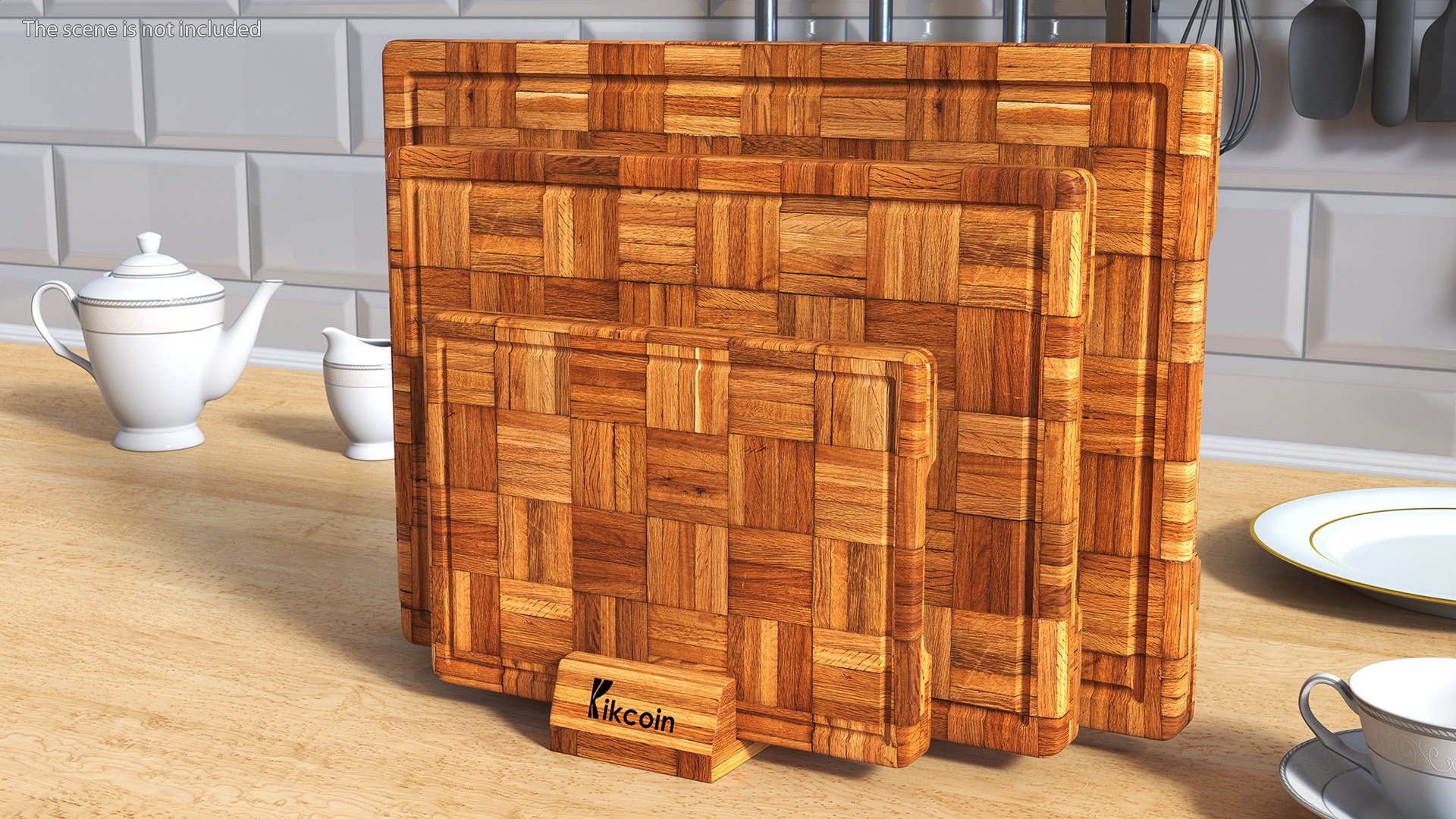 3D Bamboo Cutting Boards with Holder Dark model
