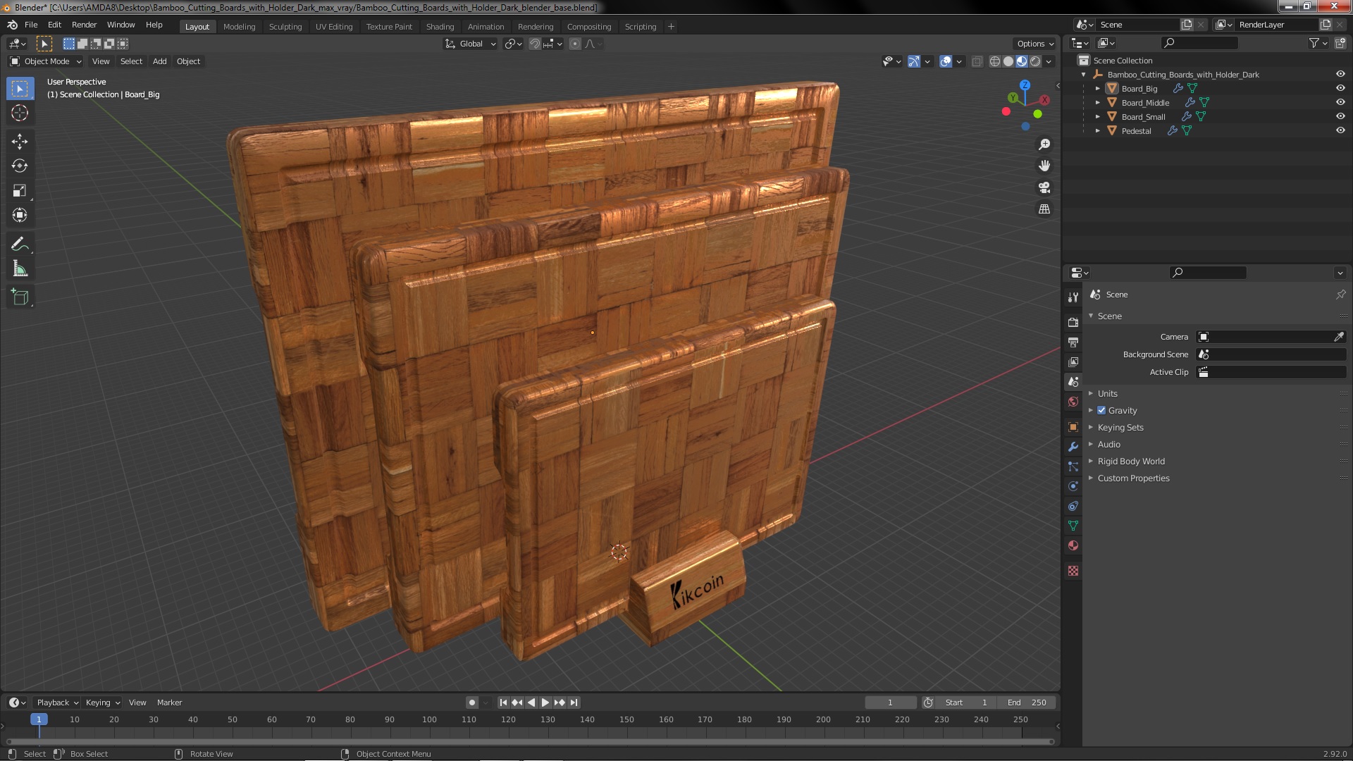 3D Bamboo Cutting Boards with Holder Dark model