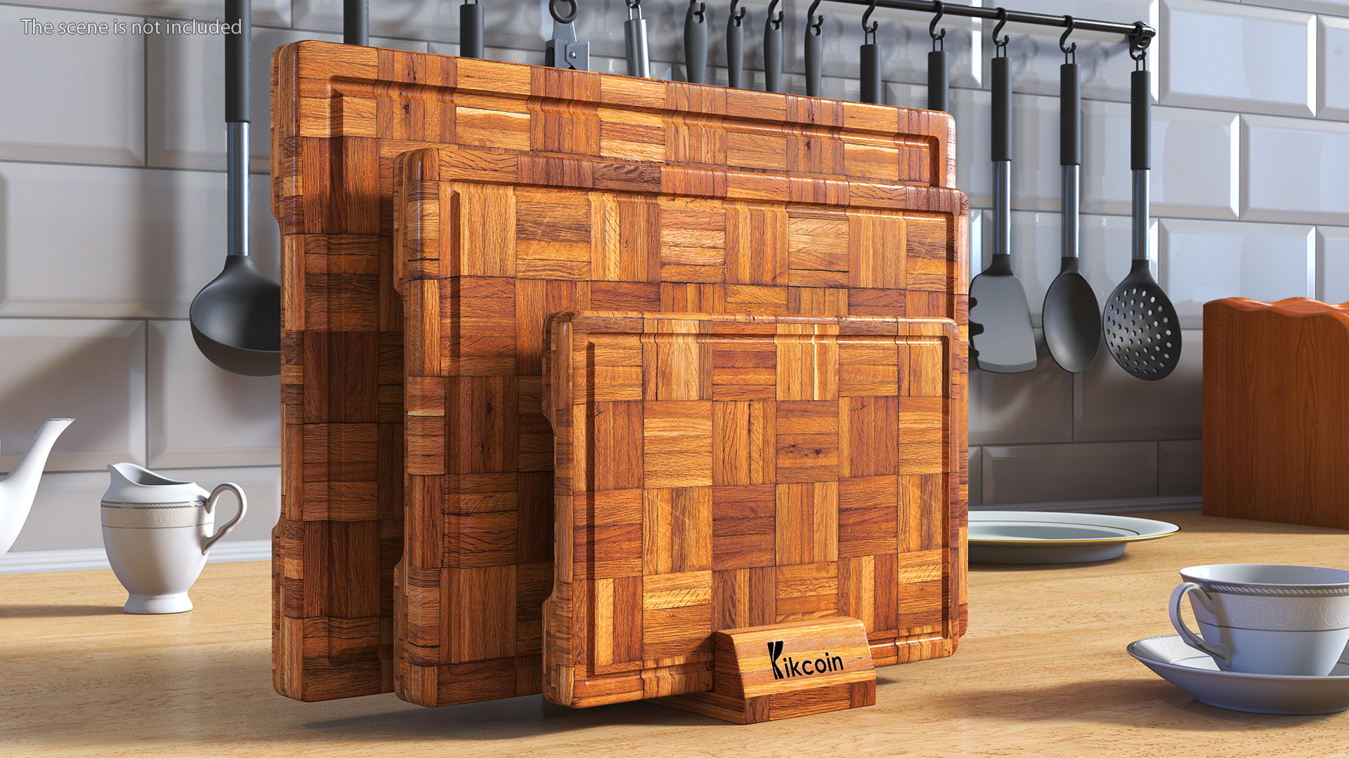 3D Bamboo Cutting Boards with Holder Dark model