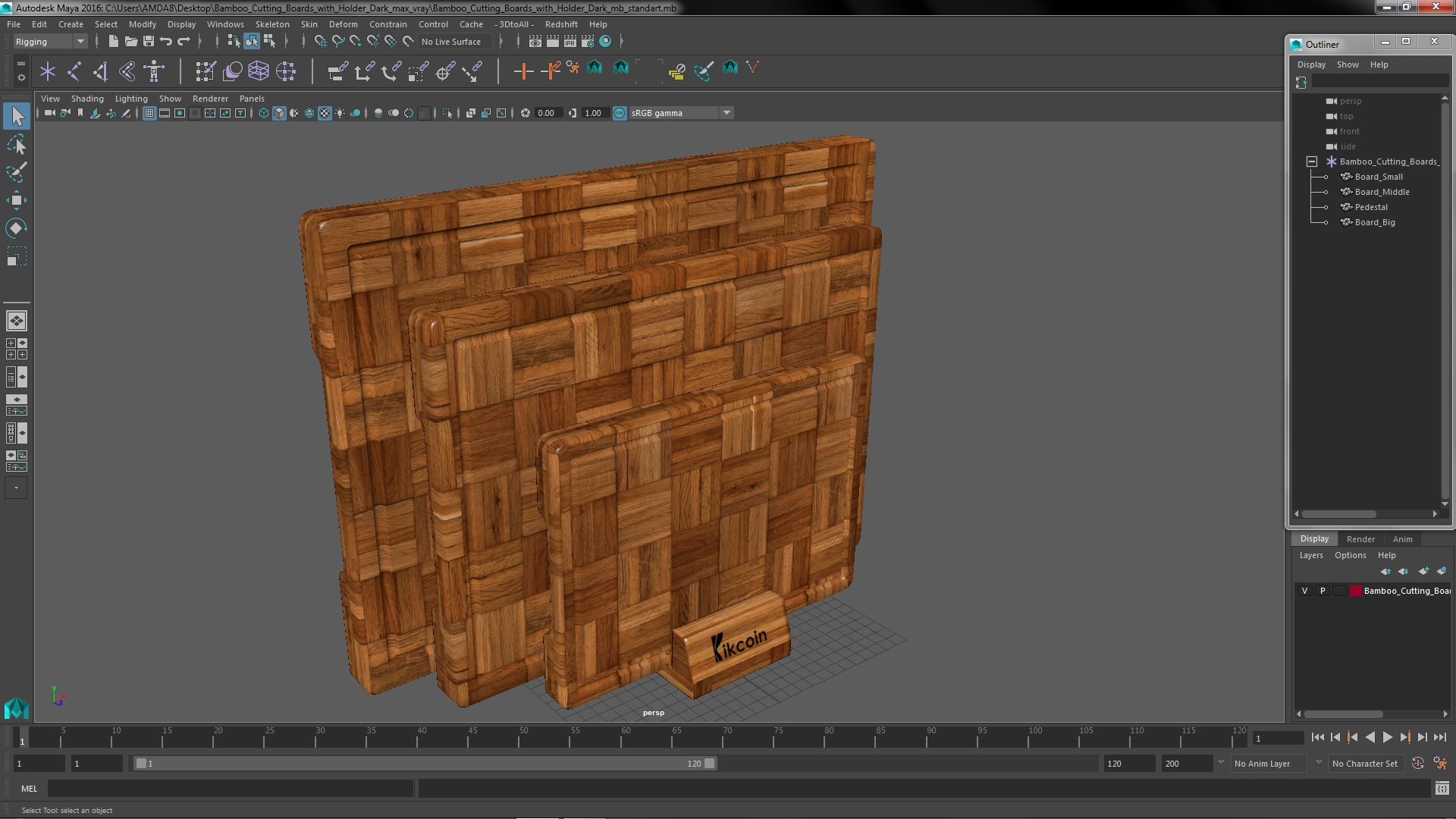 3D Bamboo Cutting Boards with Holder Dark model