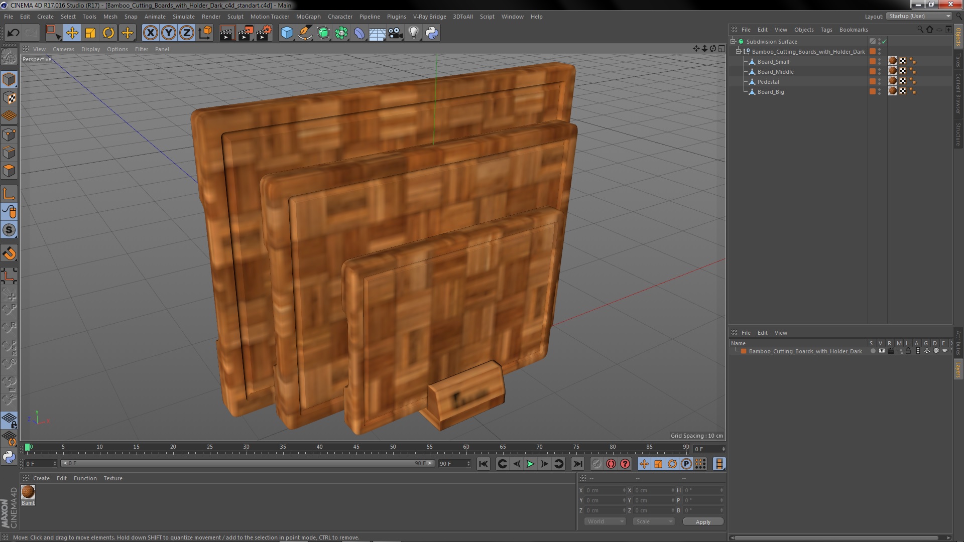 3D Bamboo Cutting Boards with Holder Dark model