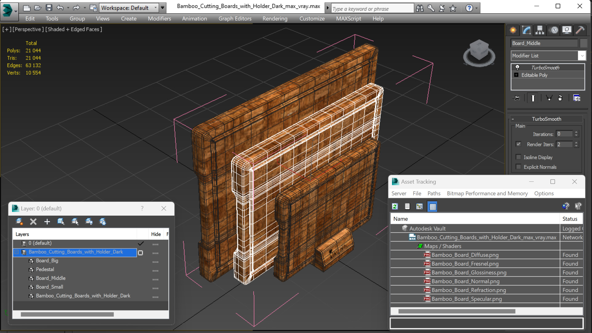 3D Bamboo Cutting Boards with Holder Dark model