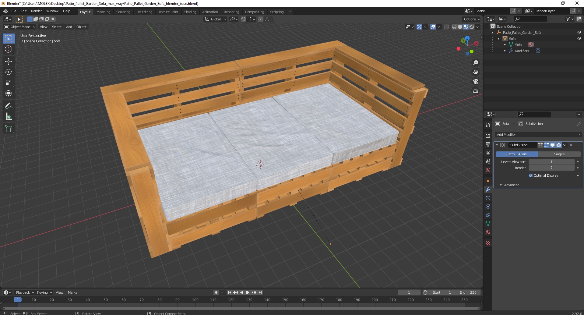 Patio Pallet Garden Sofa 3D model