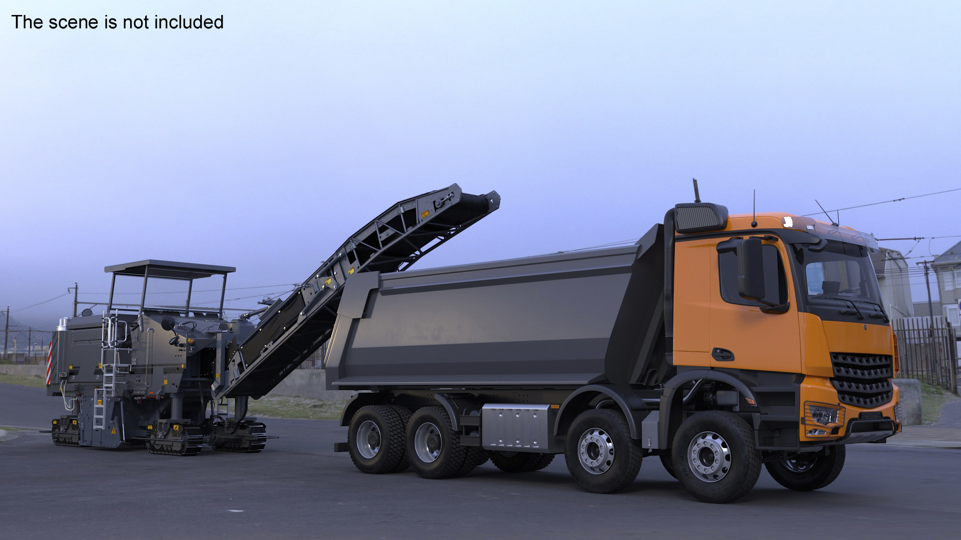 3D Road Milling Machine Loads Milled Asphalt into the Dump Truck