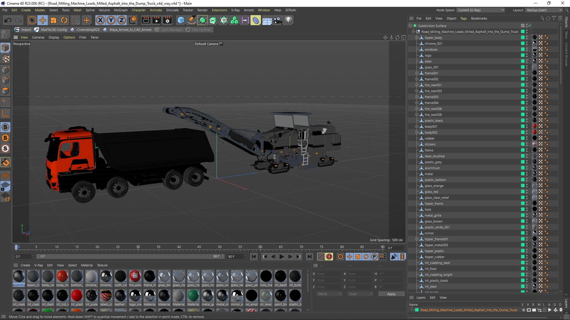 3D Road Milling Machine Loads Milled Asphalt into the Dump Truck
