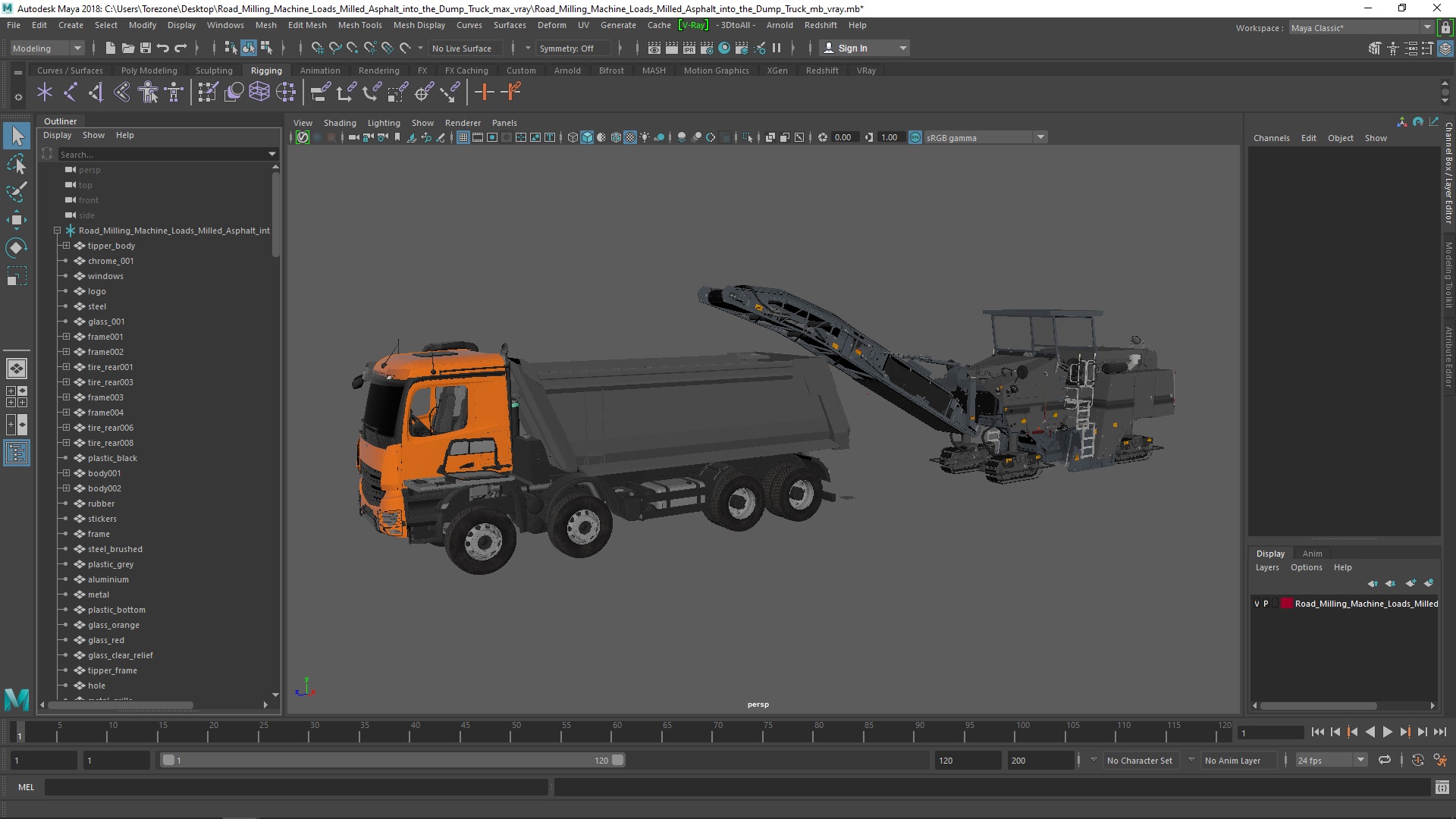 3D Road Milling Machine Loads Milled Asphalt into the Dump Truck