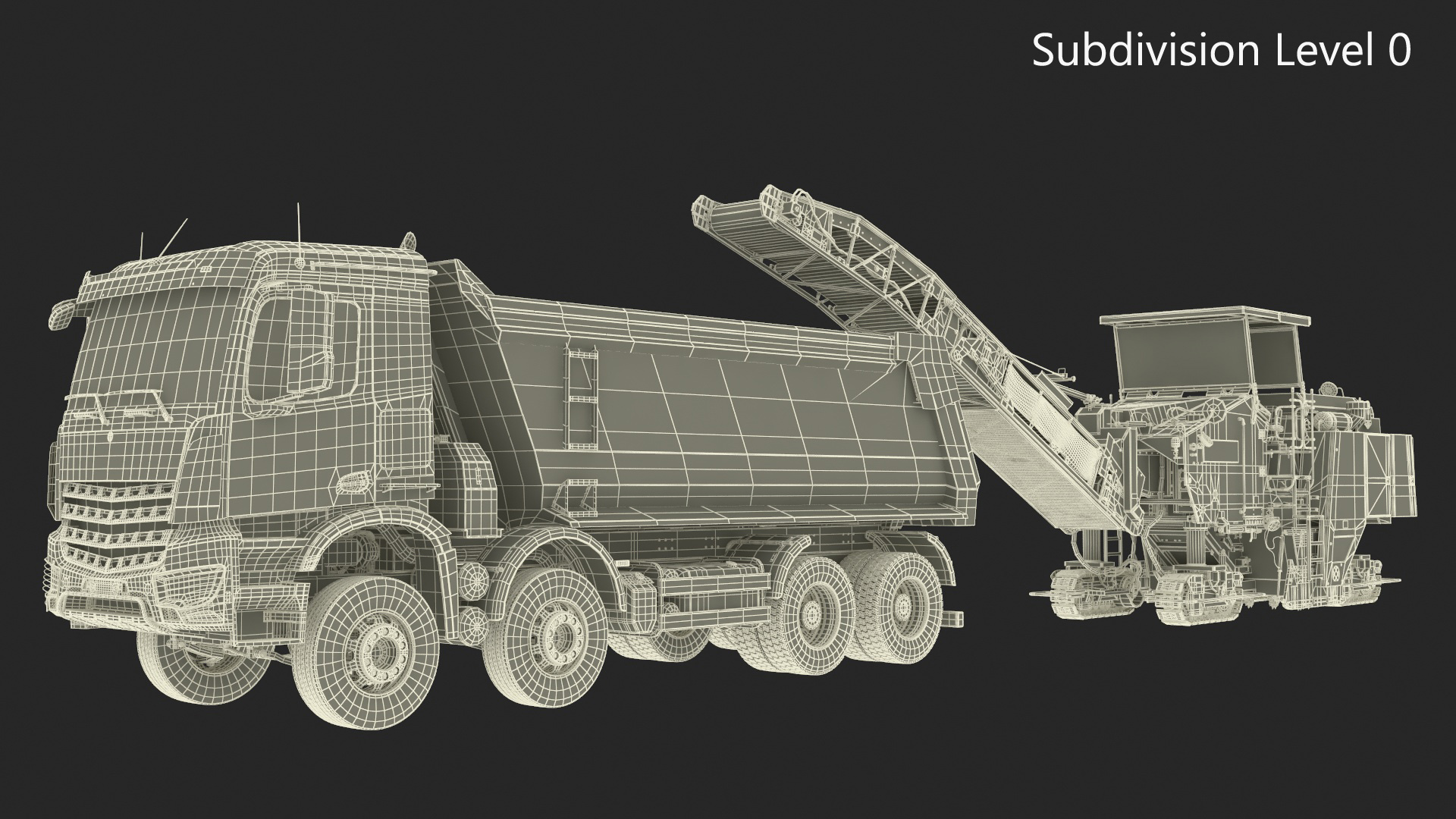 3D Road Milling Machine Loads Milled Asphalt into the Dump Truck