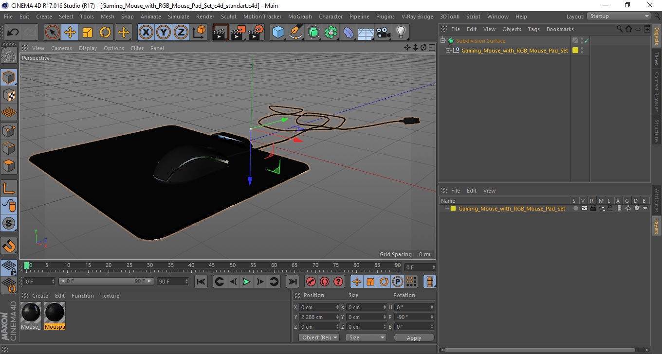 3D model Gaming Mouse with RGB Mouse Pad Set