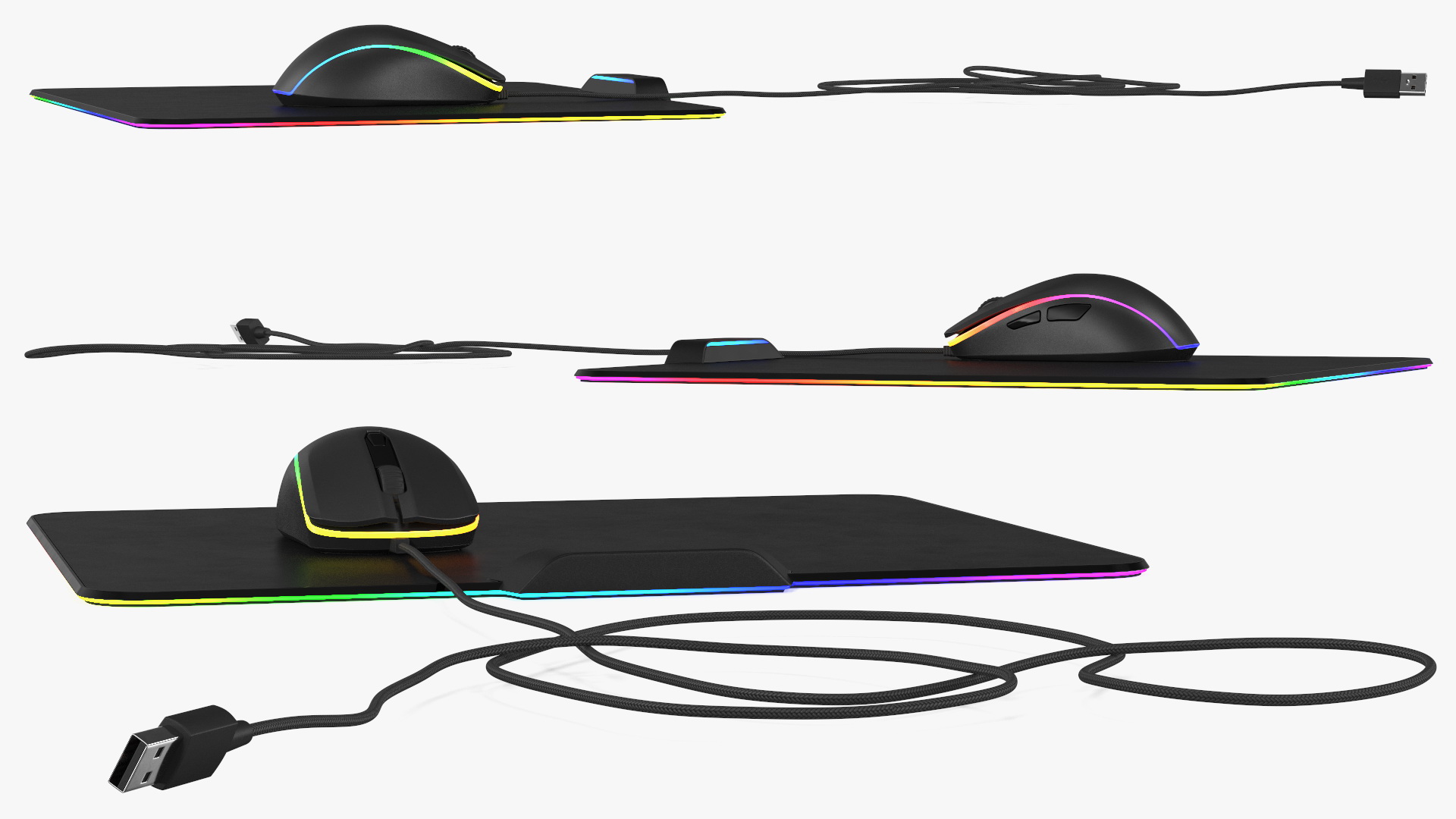 3D model Gaming Mouse with RGB Mouse Pad Set
