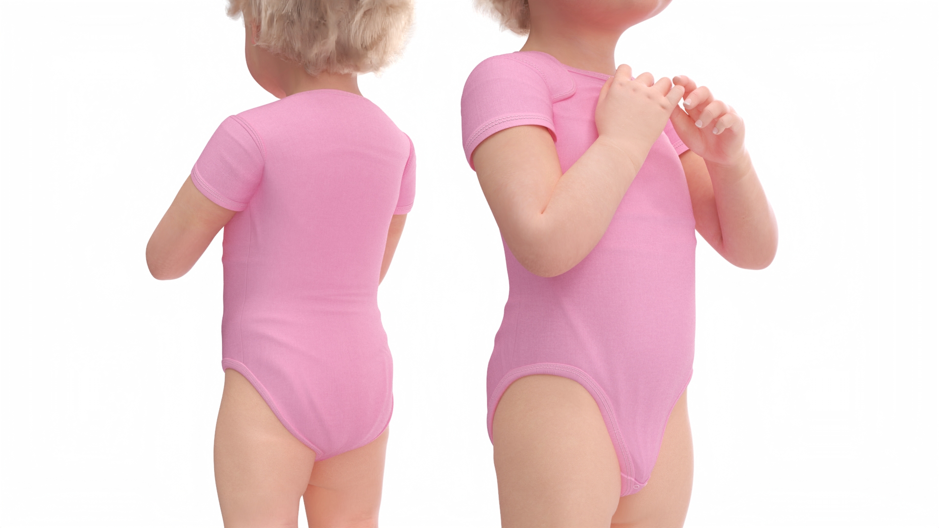 Toddler Girl in Bodysuit Standing Fur 3D