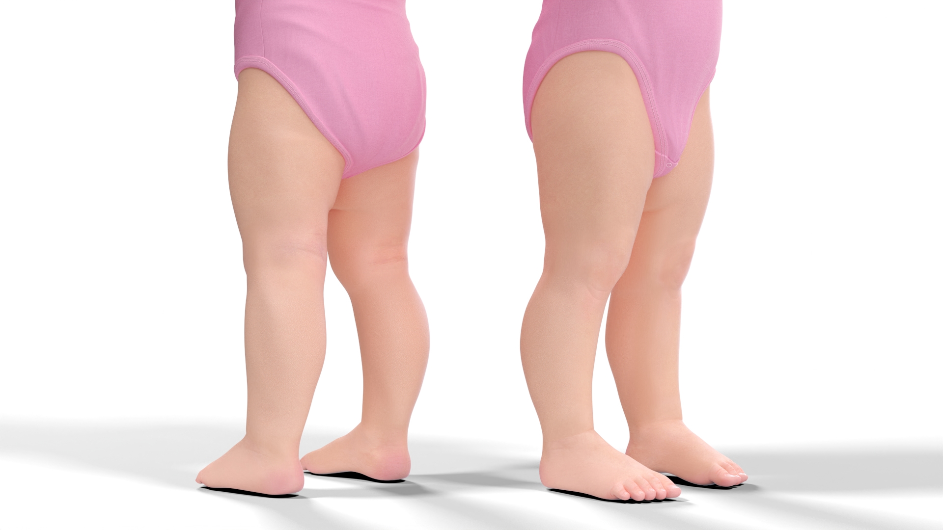 Toddler Girl in Bodysuit Standing Fur 3D