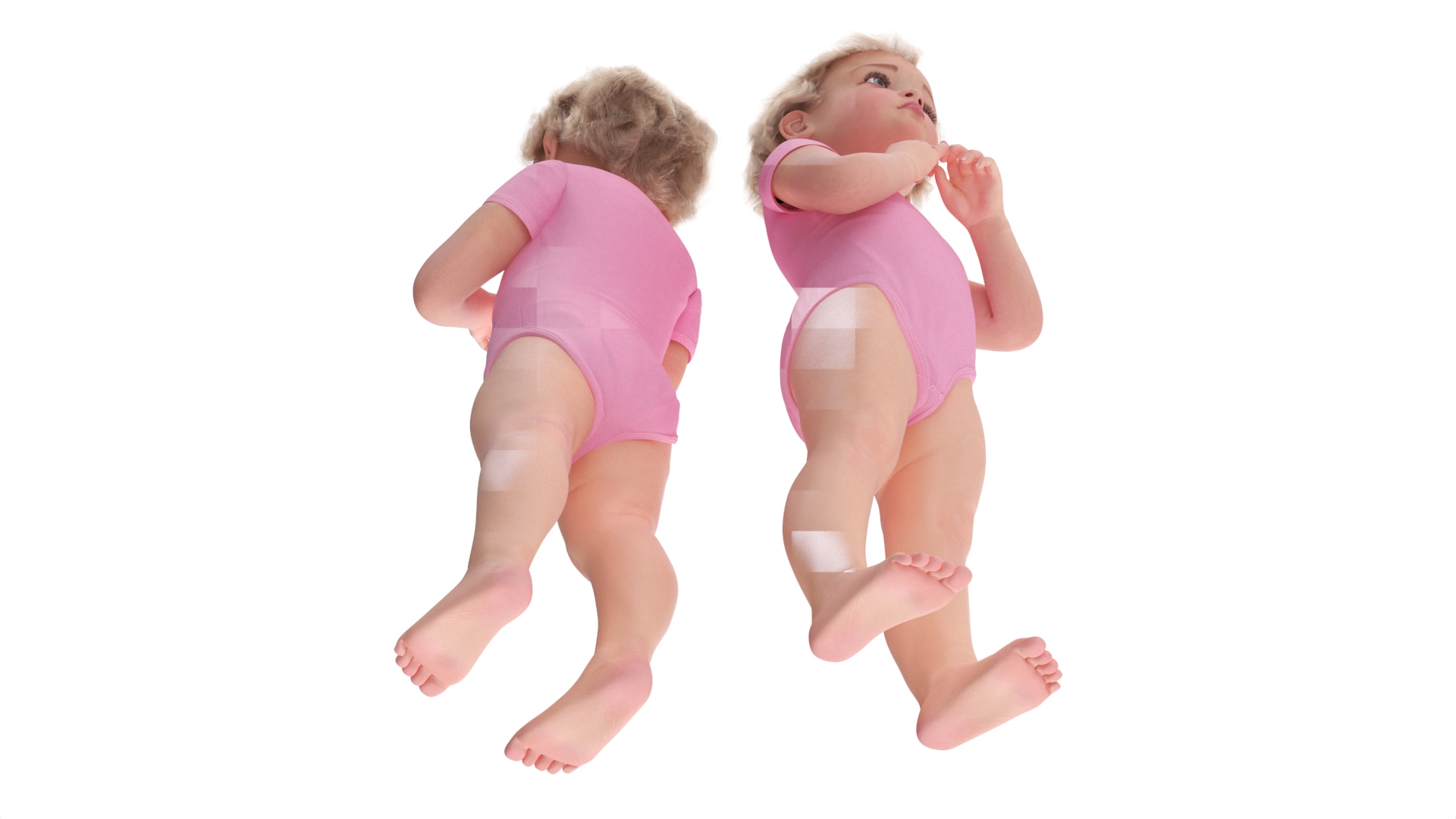 Toddler Girl in Bodysuit Standing Fur 3D