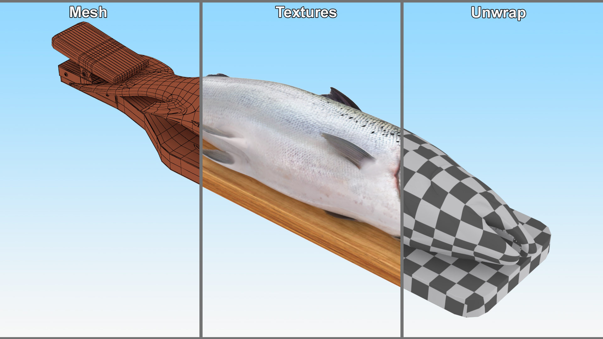 Fillet Board with Salmon 3D model