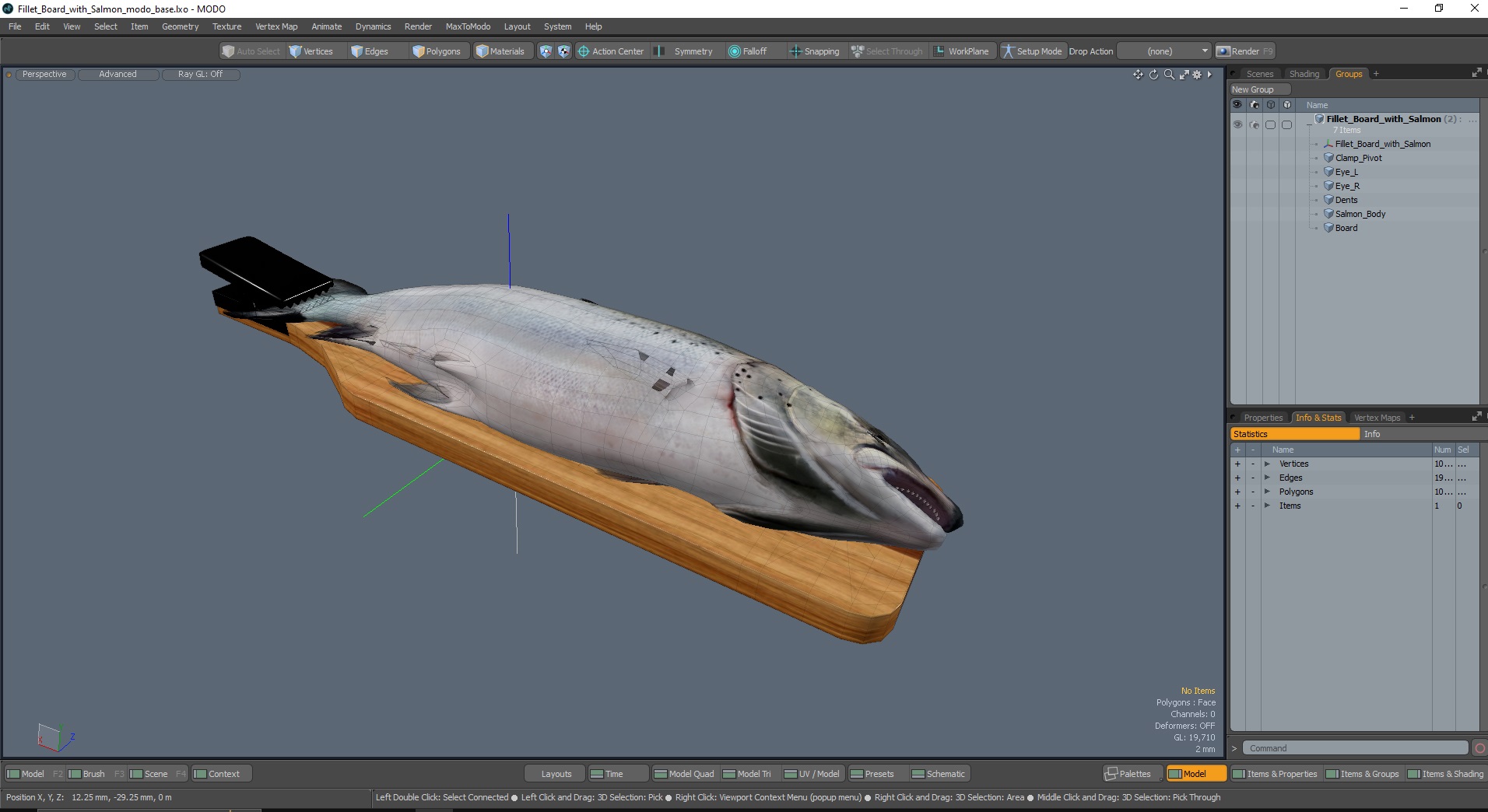 Fillet Board with Salmon 3D model