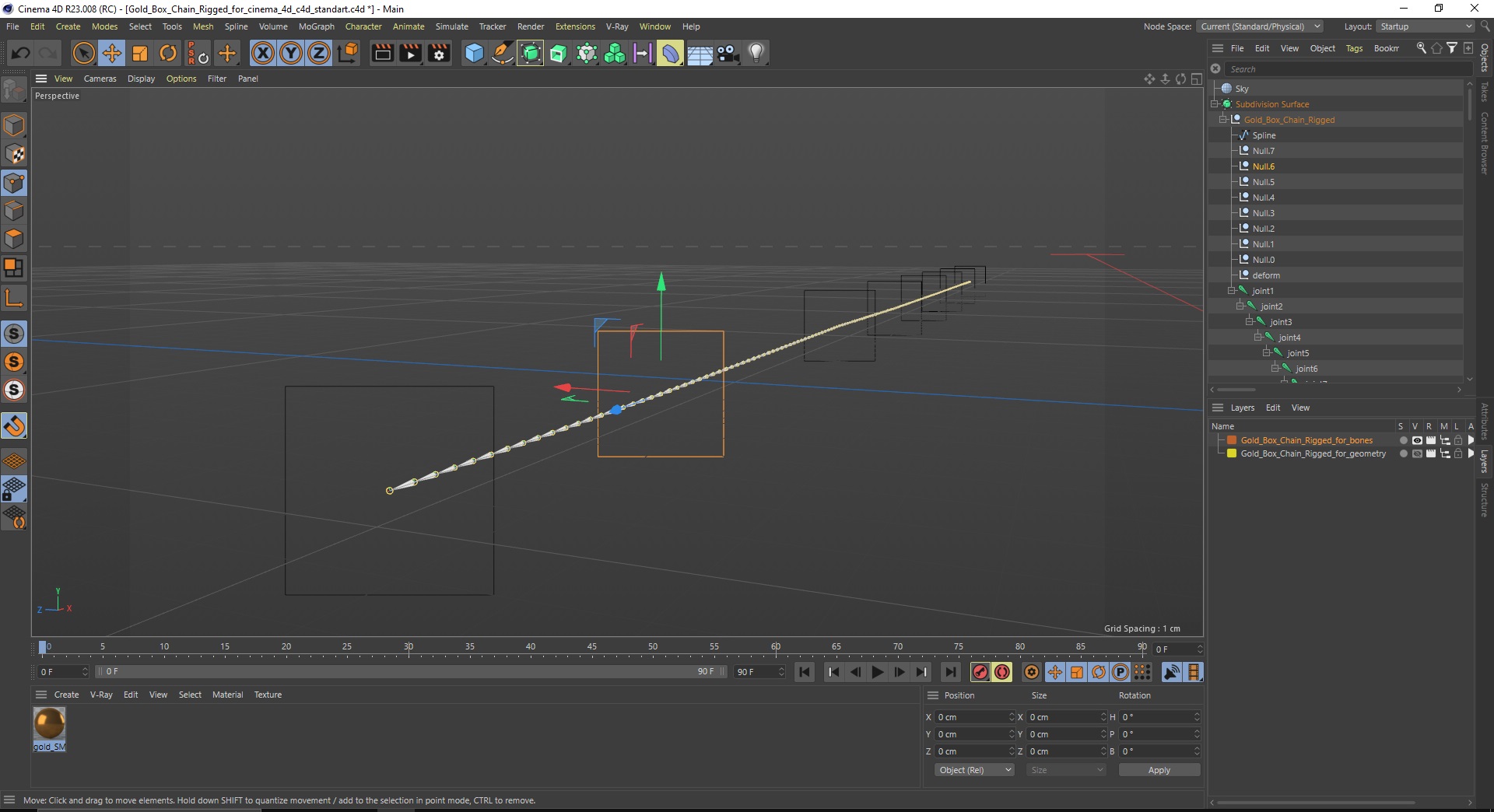 3D model Gold Box Chain Rigged for Cinema 4D