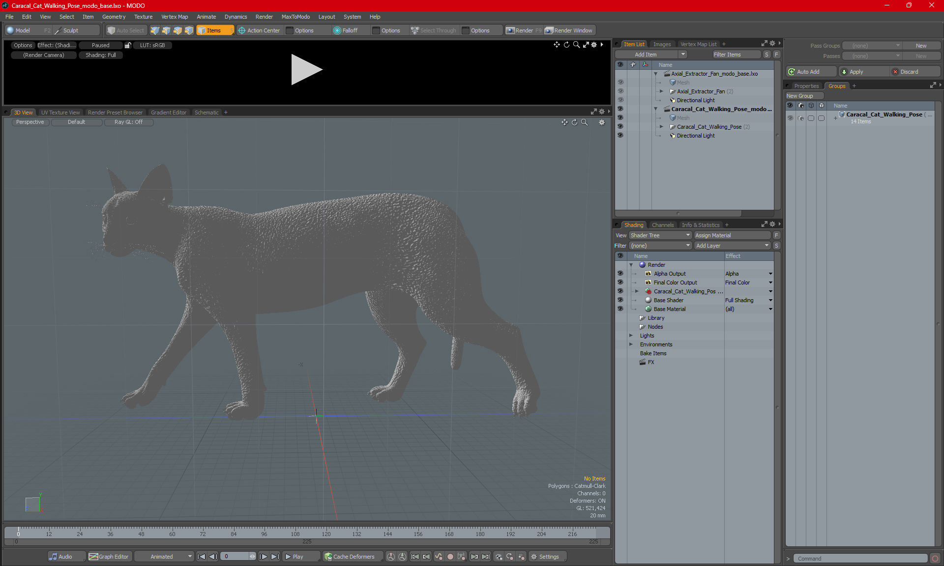 Caracal Cat Walking Pose 3D model