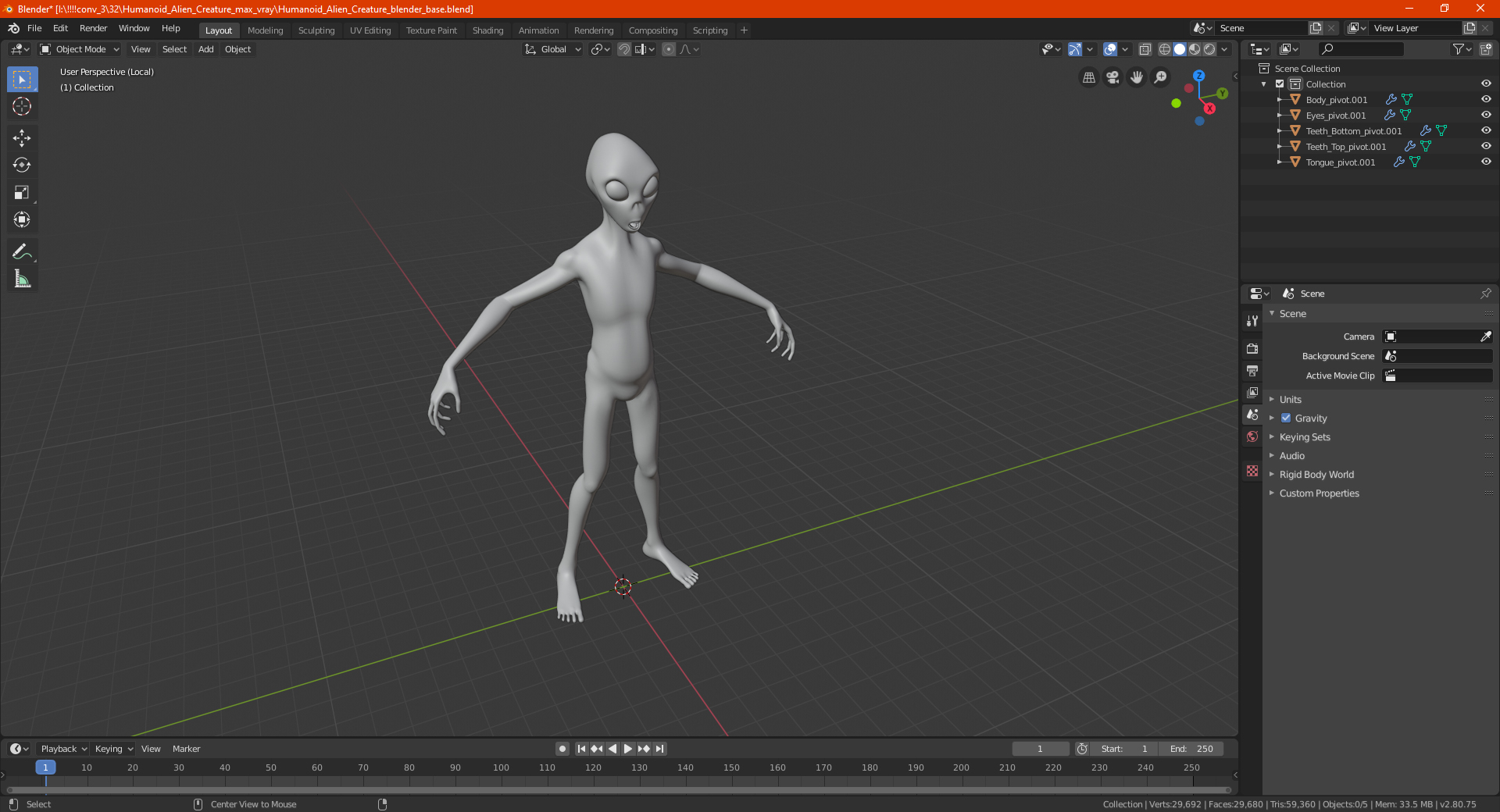 3D Humanoid Alien Creature model