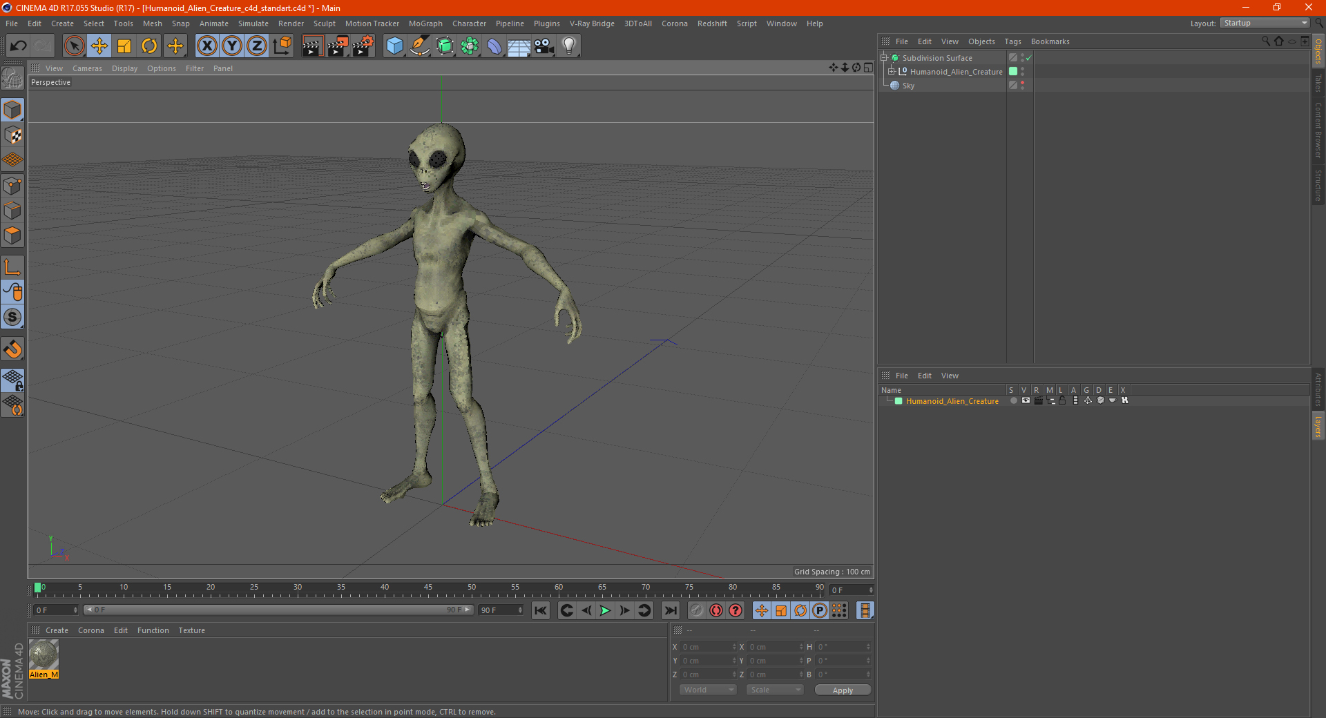 3D Humanoid Alien Creature model