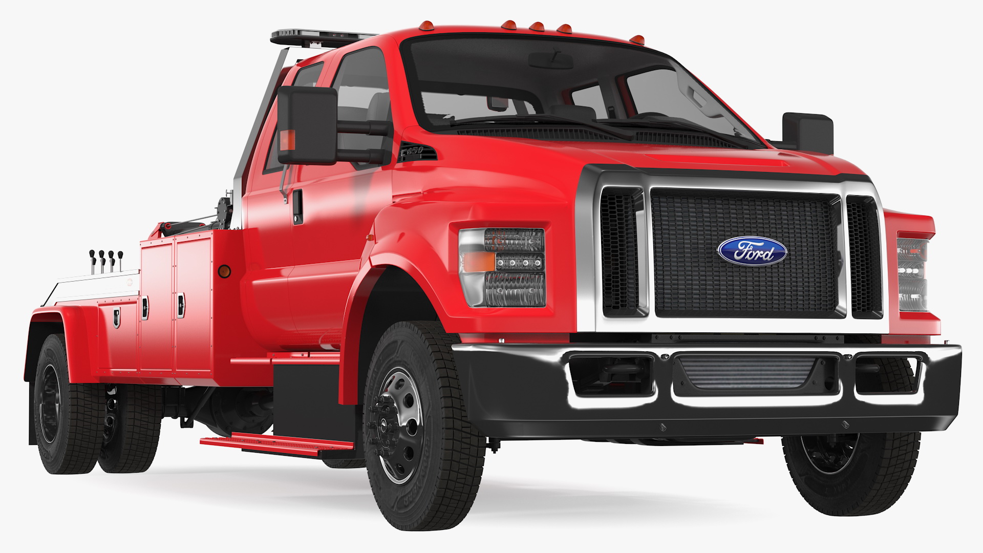 3D Ford F650 Supercab with Jerr-Dan HPL60 Wrecker Rigged model